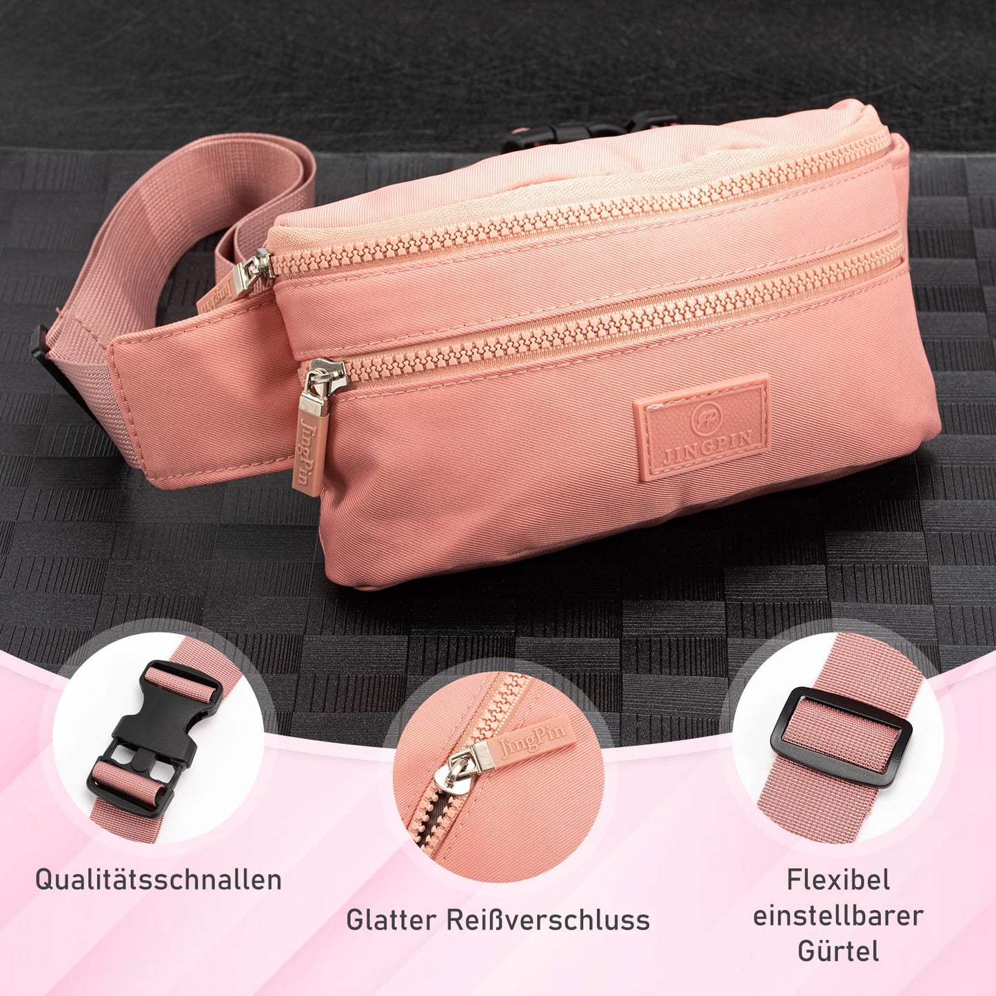 Bauchtasche Herren Und Damen, Fanny Pack, Gürteltasche Herren, wasserdichte Bauchtasche, für Reisen, Radfahren, Arbeit, Sport und Wandern (Schwarz)