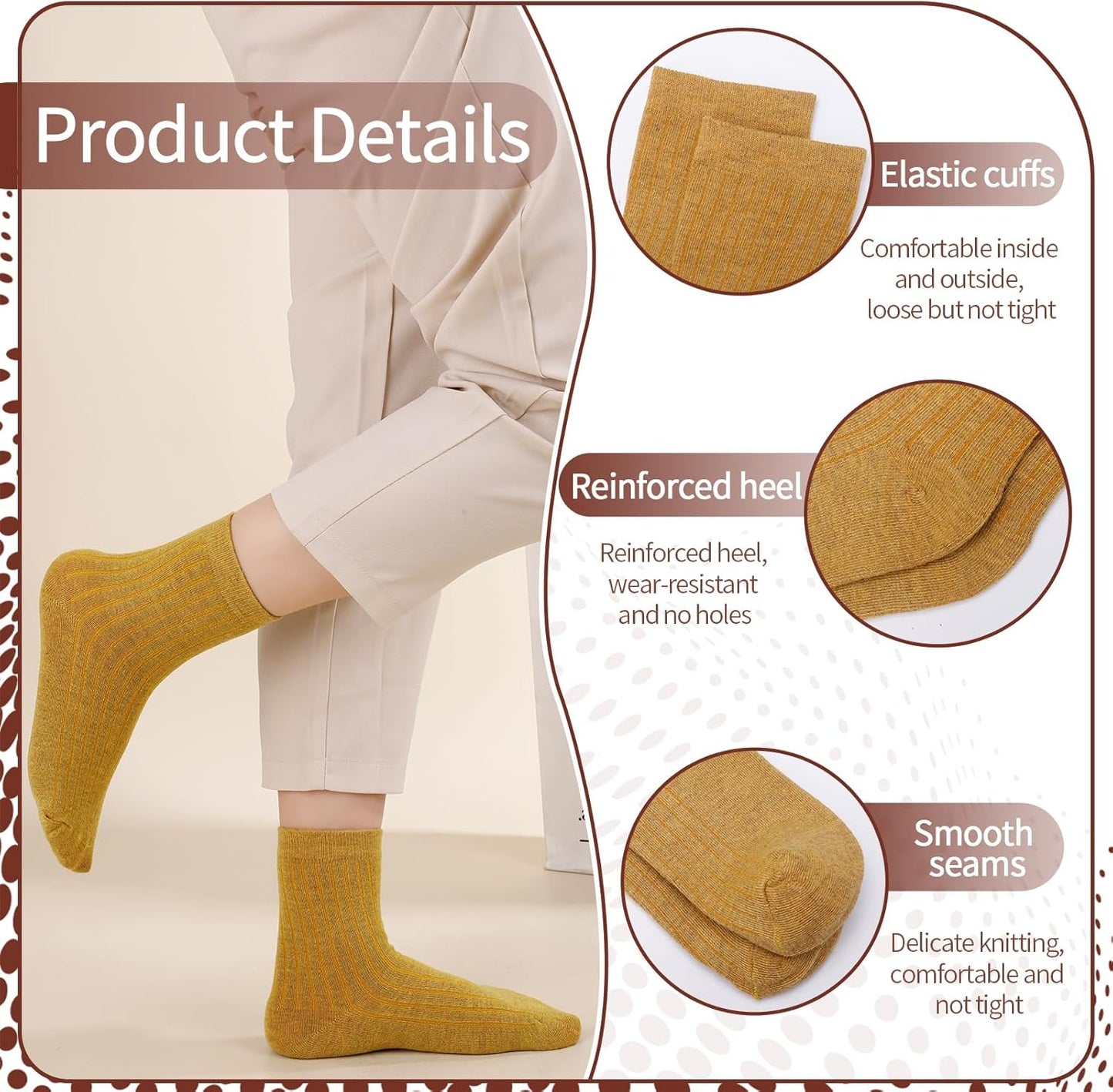 10 Pairs Women's Long Cotton Socks – Breathable Crew Socks