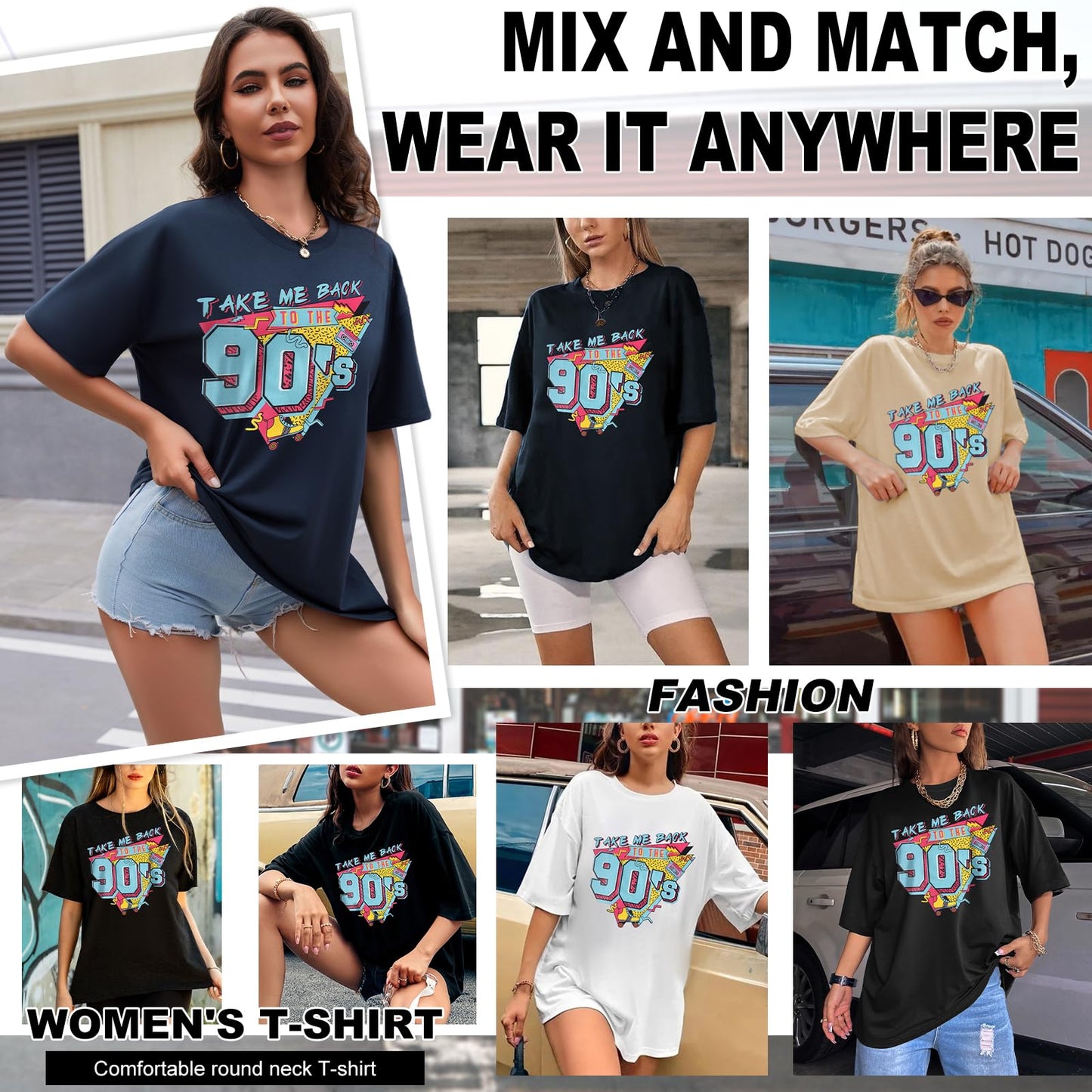 Women’s Oversized Cotton T-Shirt – Round Neck Short Sleeve