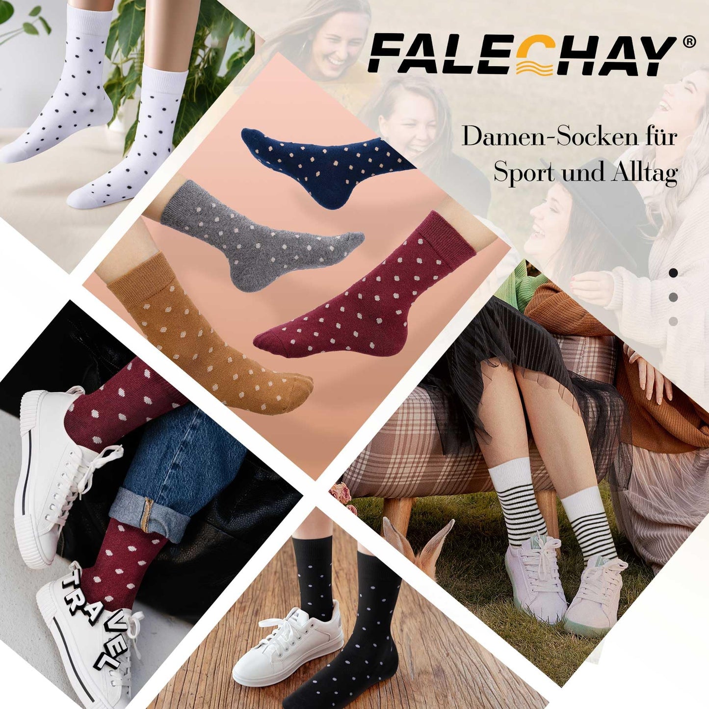 Falechay Women's Socks 10 Pairs – Colorful Cotton Sports Socks