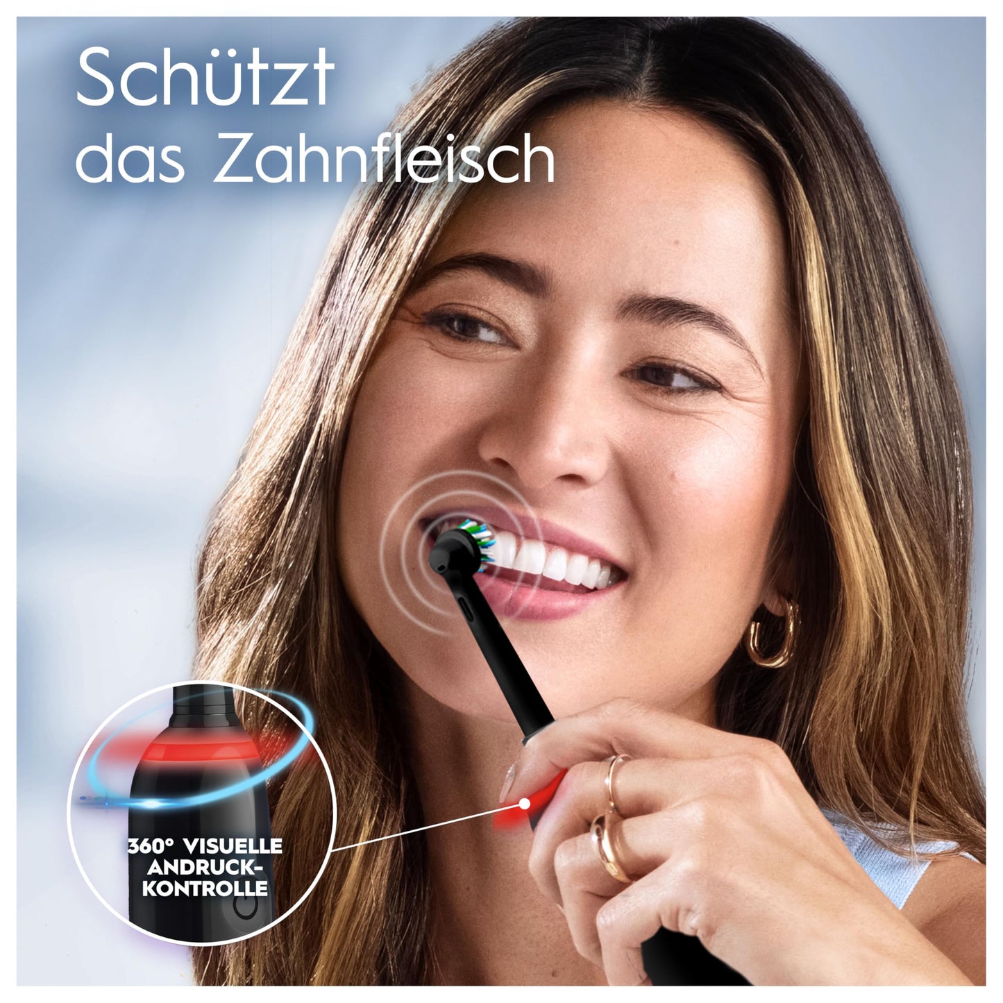 Oral-B PRO 3 3500 Elektrische Zahnbürste/Electric Toothbrush, 2 Aufsteckbürsten, mit 3 Putzmodi und visueller 360° Andruckkontrolle für Zahnpflege, Reiseetui, Geschenk Mann/Frau, schwarz