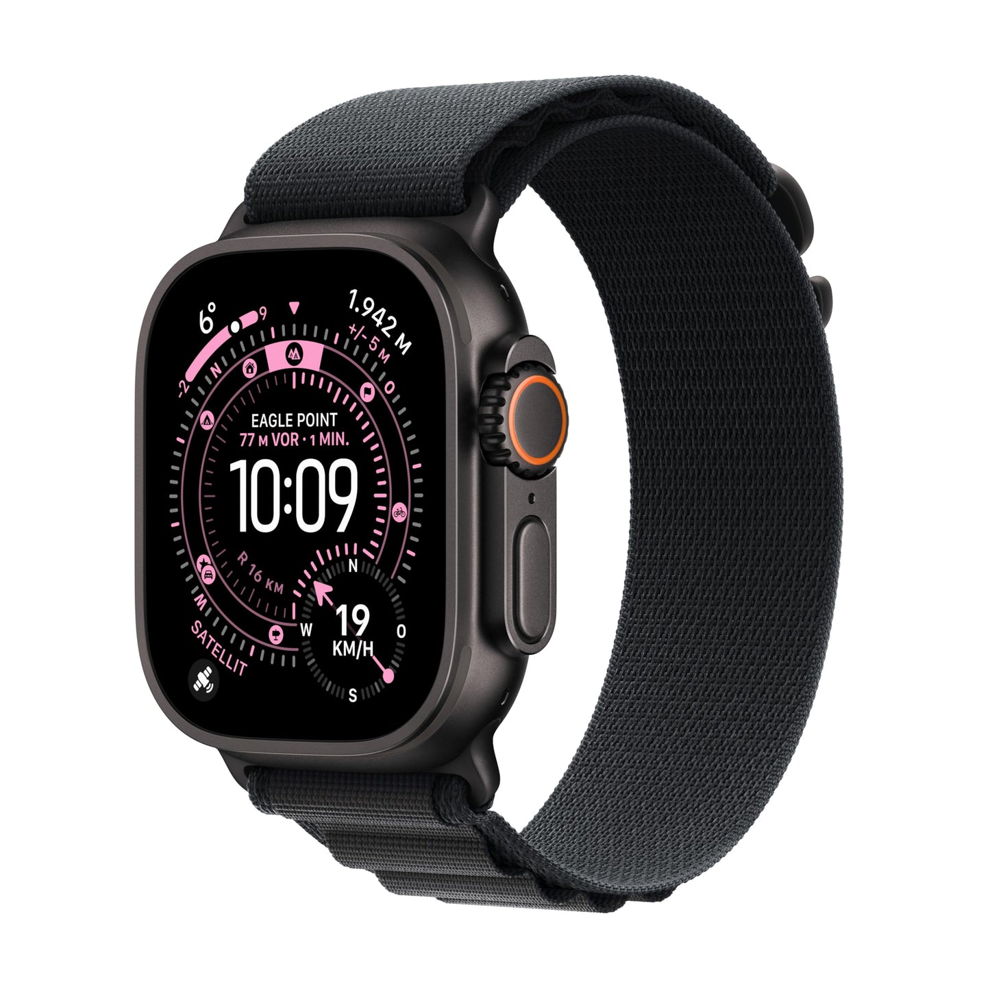 Apple Watch Ultra 3 GPS + Cellular 49 mm Premium Smartwatch for Running Training and Combination Sports with Robust Titanium Case in Black and Alpine Loop in Black (Medium) 