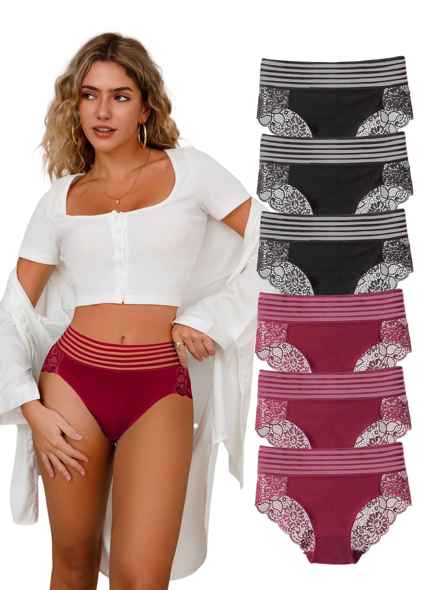 Women's Seamless Panties Lace Underwear for Women 6 Pieces Size S-4XL