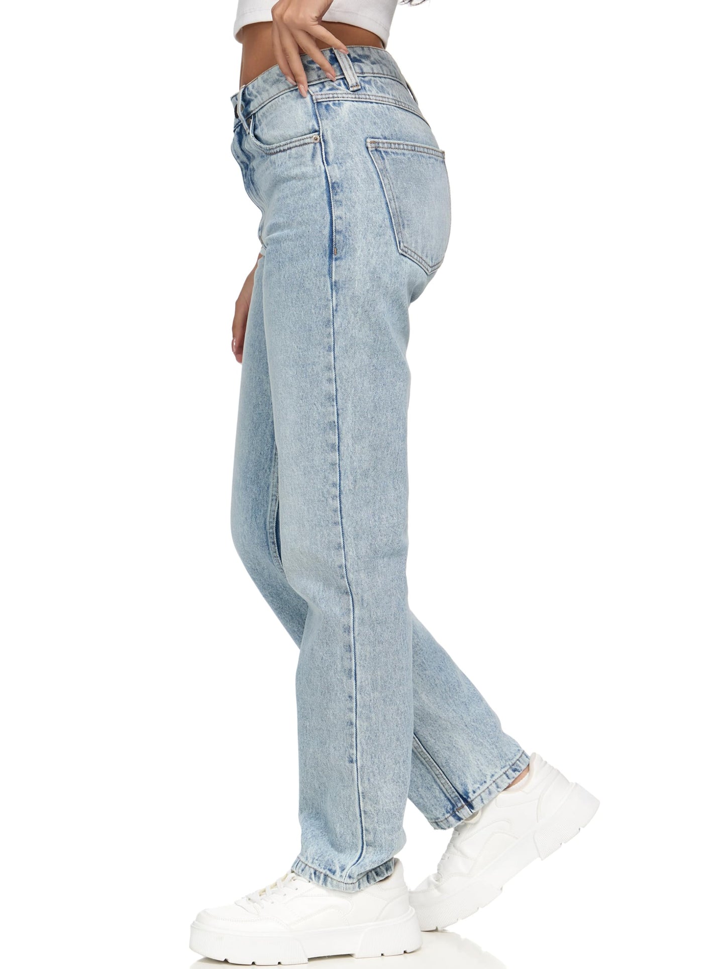 REPUBLIX Women’s Loose Fit Jeans RJ-1002 – Mid-Rise 100% Cotton Denim