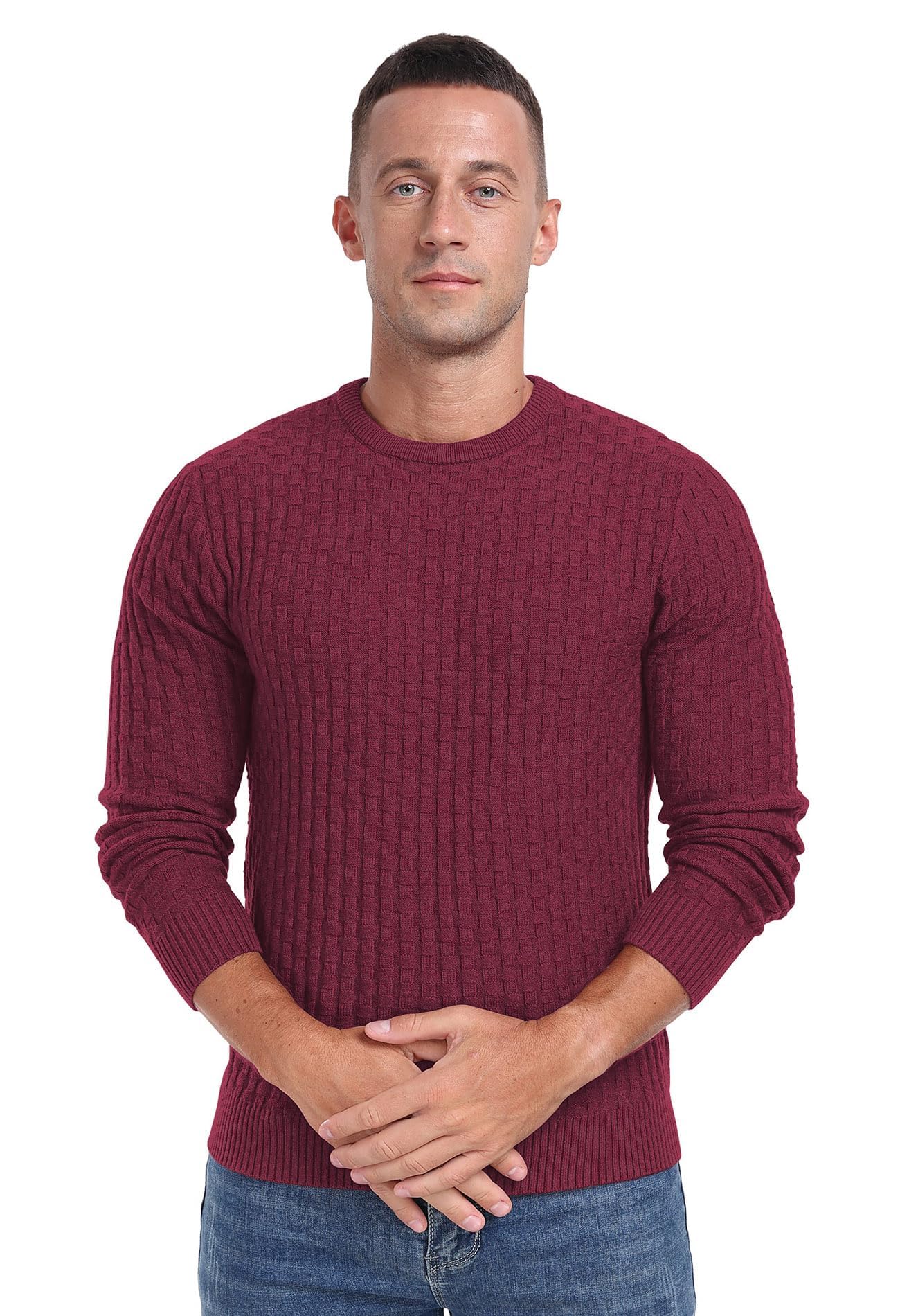 Sailwind Men’s Crew Neck Waffle Knit Sweater