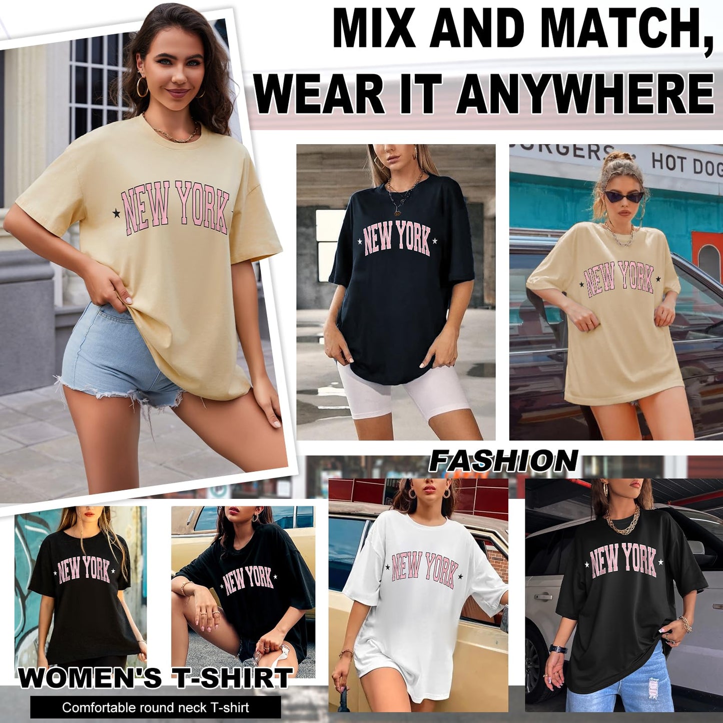 Women’s Oversized Cotton T-Shirt – Round Neck Short Sleeve