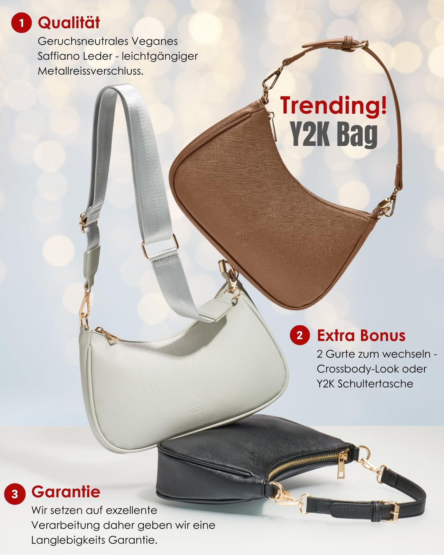 Y2K Half Moon Crossbody Bag for Women