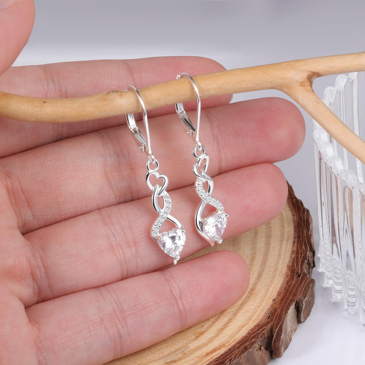 ALEXCRAFT Sterling Silver Infinity Drop Earrings for Women