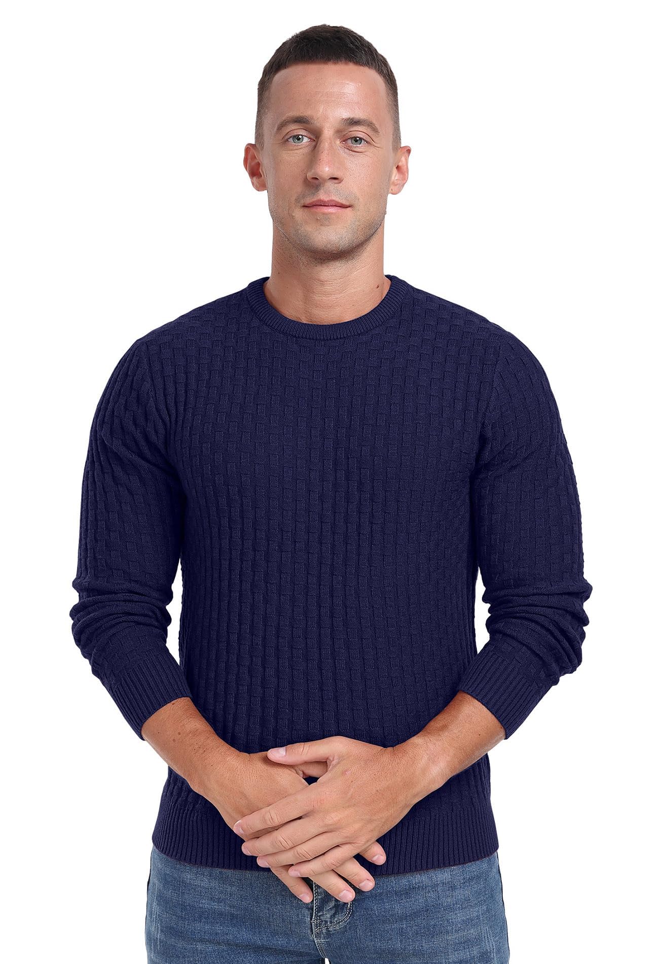 Sailwind Men’s Crew Neck Waffle Knit Sweater