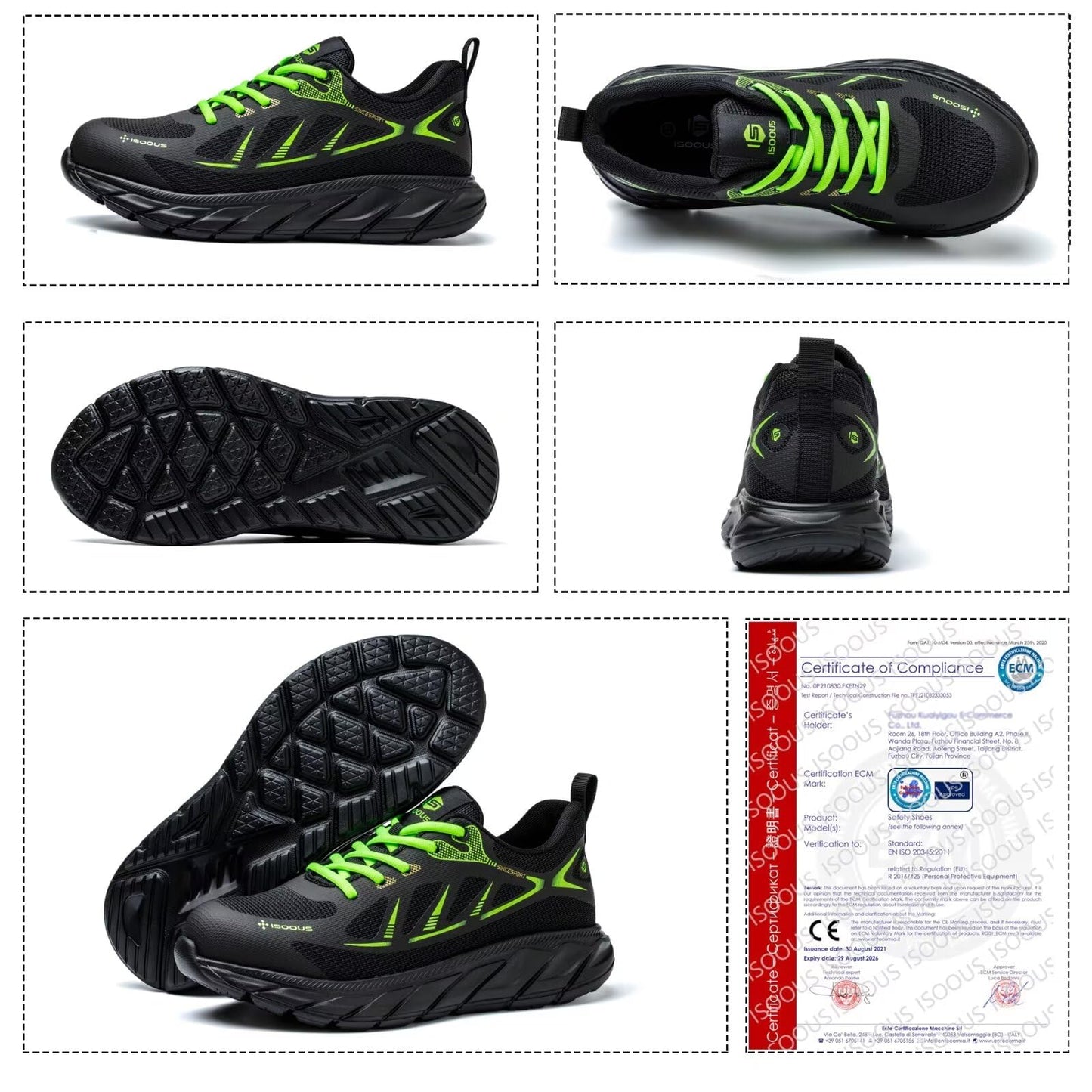 ISOOUS Safety Shoes – Lightweight Steel Toe Work Sneakers