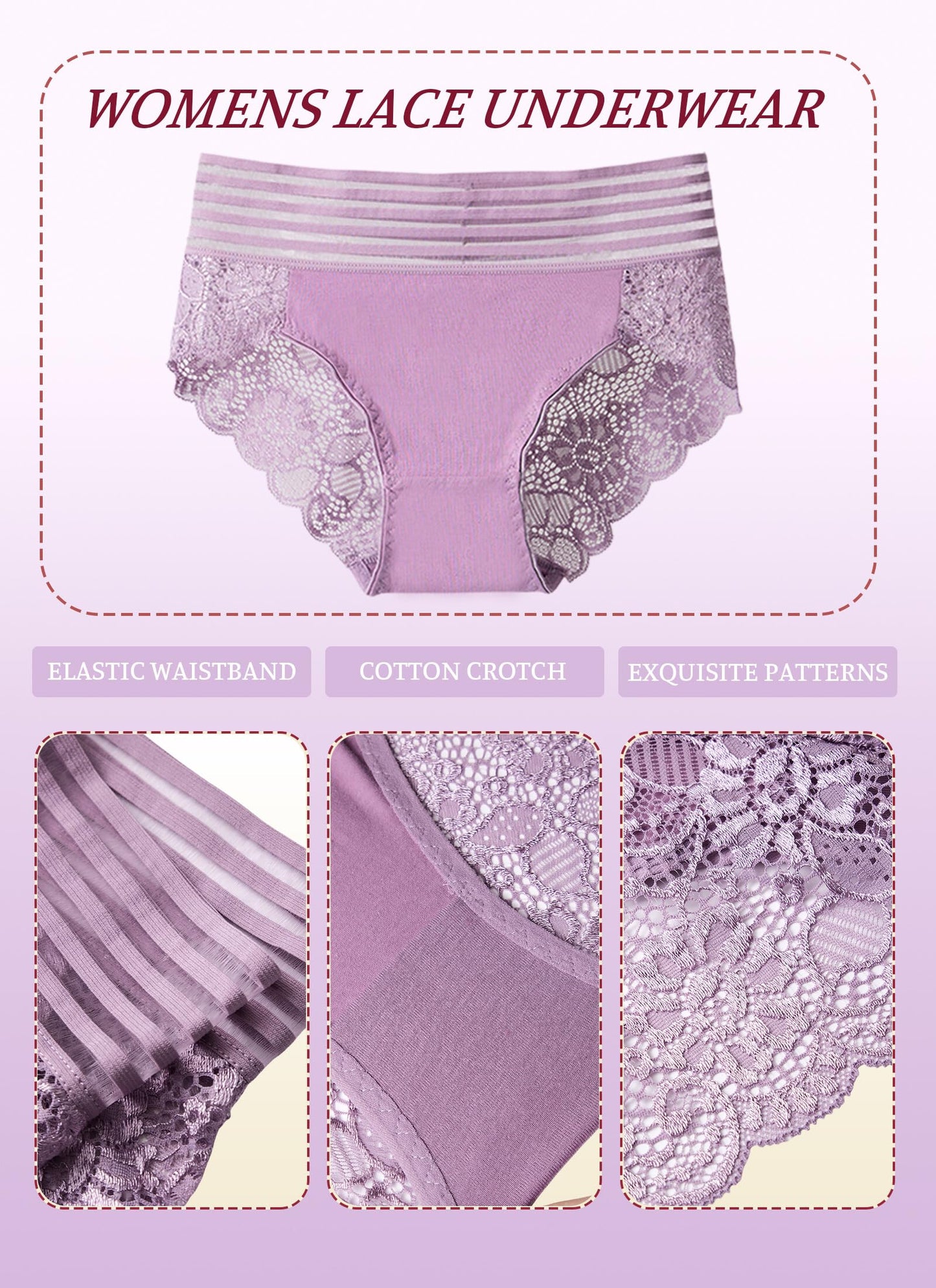 Women's Seamless Panties Lace Underwear for Women 6 Pieces Size S-4XL
