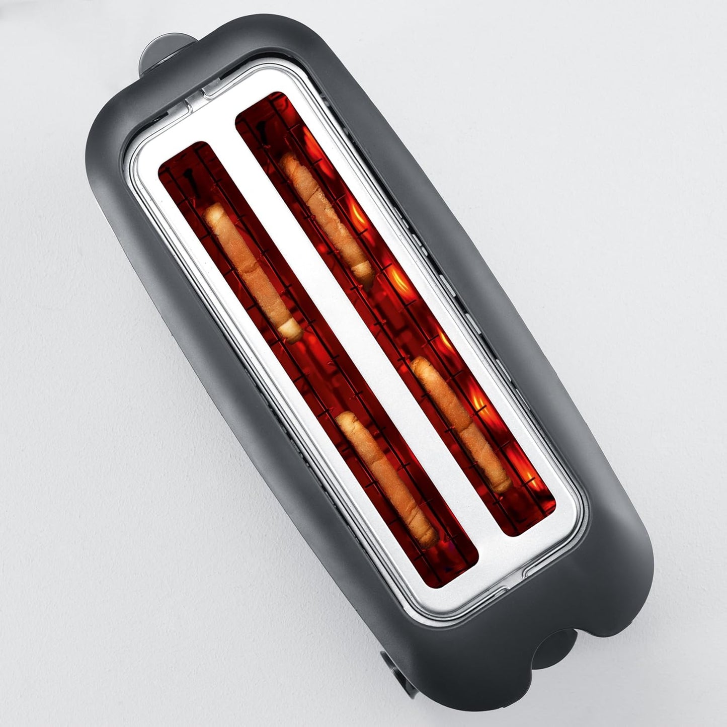 Severin AT Doppel-Langschlitztoaster mit eingebautem Brötchenaufsatz Edelstahl (gebürstet), Schwarz