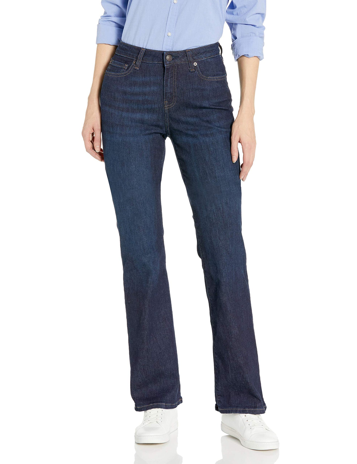 Essentials Women’s Mid-Rise Bootcut Jeans – Slim Fit with Stretch Denim