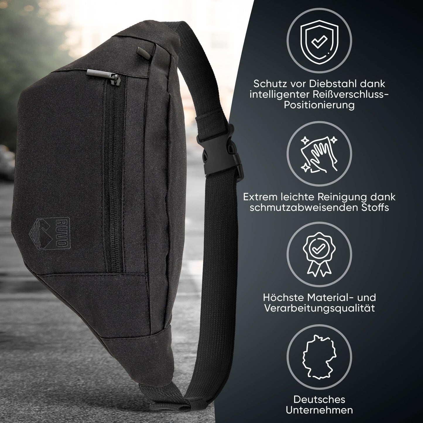 RUVO Waist Bag – Stylish & Spacious Unisex Hip Bag for Every Activity