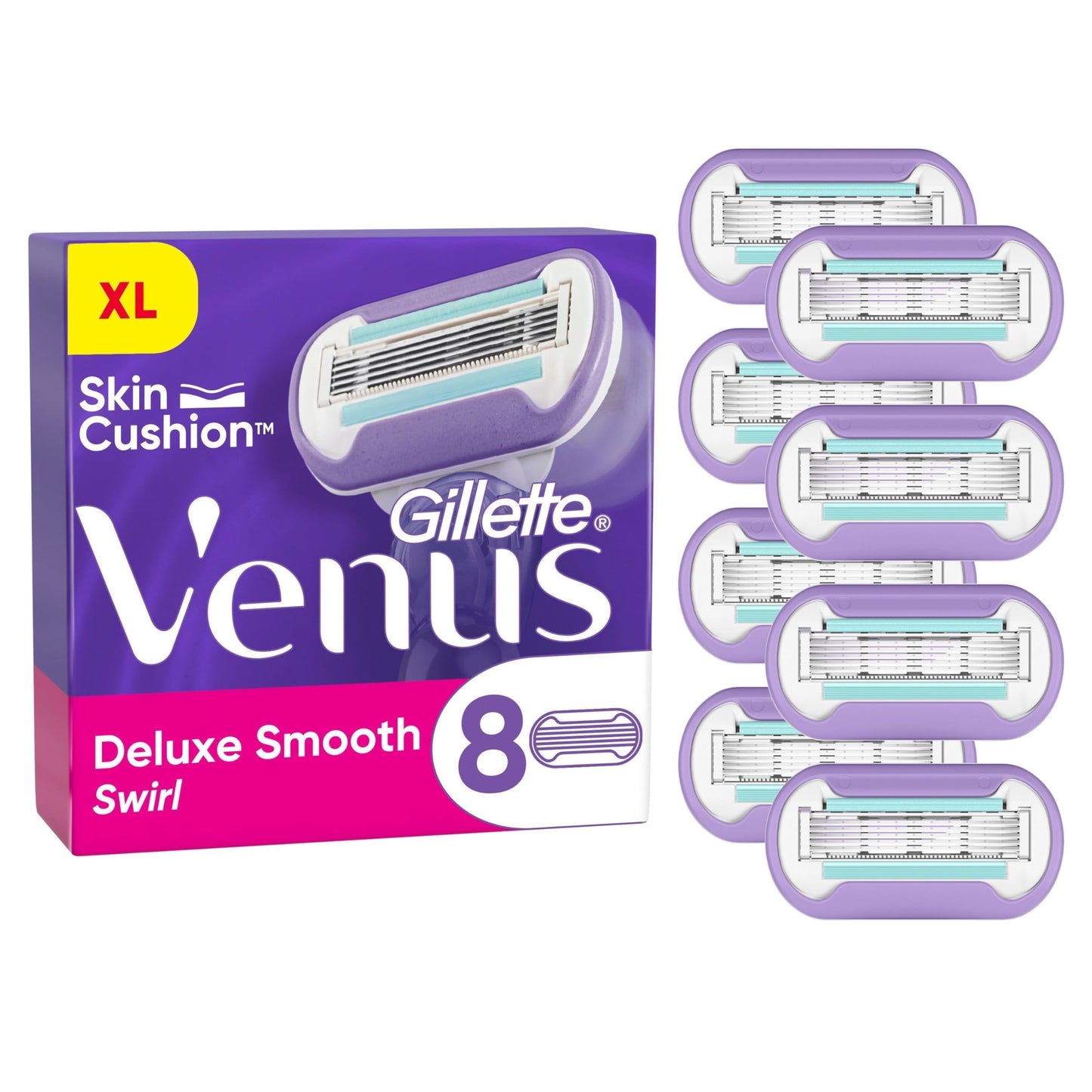 Gillette Venus Deluxe Smooth Swirl Rasierer Damen mit Feuchtigkeitsstreifen für Hautschutz, Damenrasierer + 3 Rasierklingen