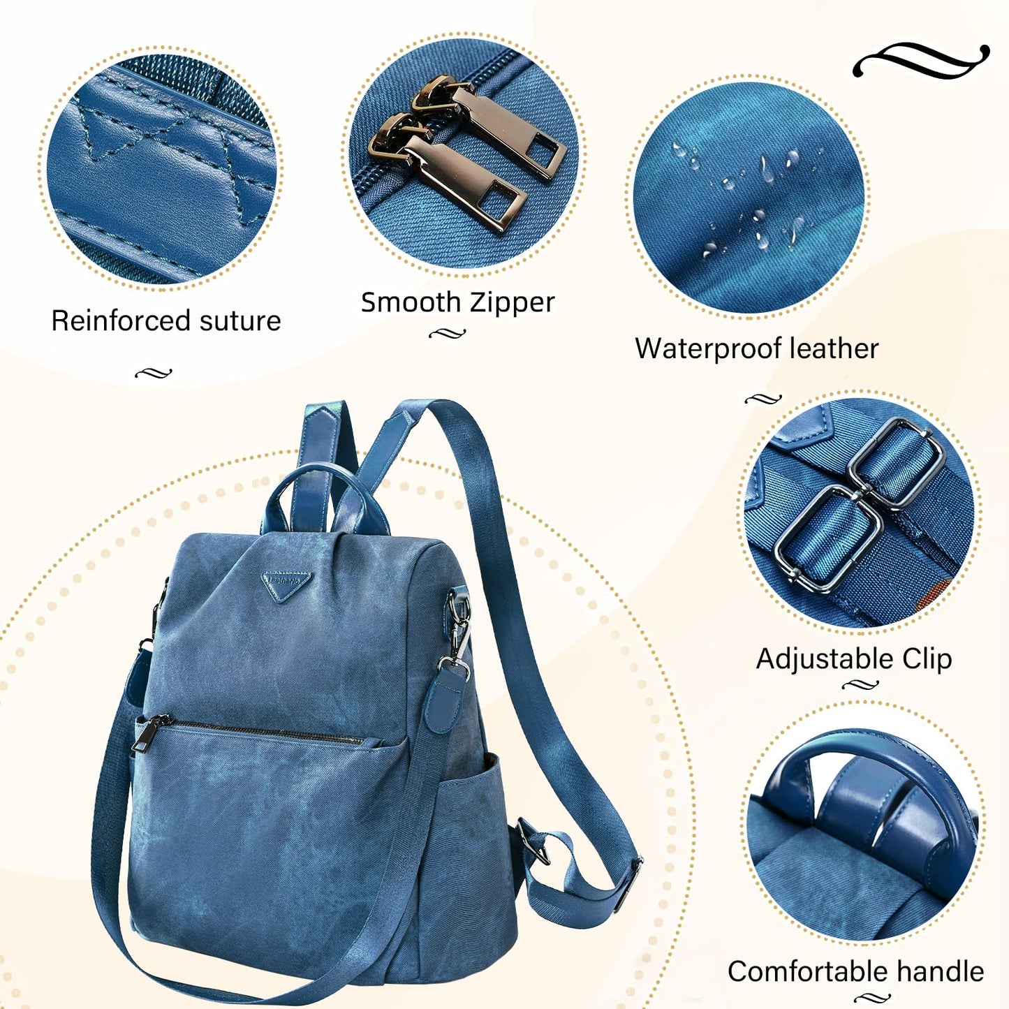Small Vegan Leather Anti-Theft Backpack for Women