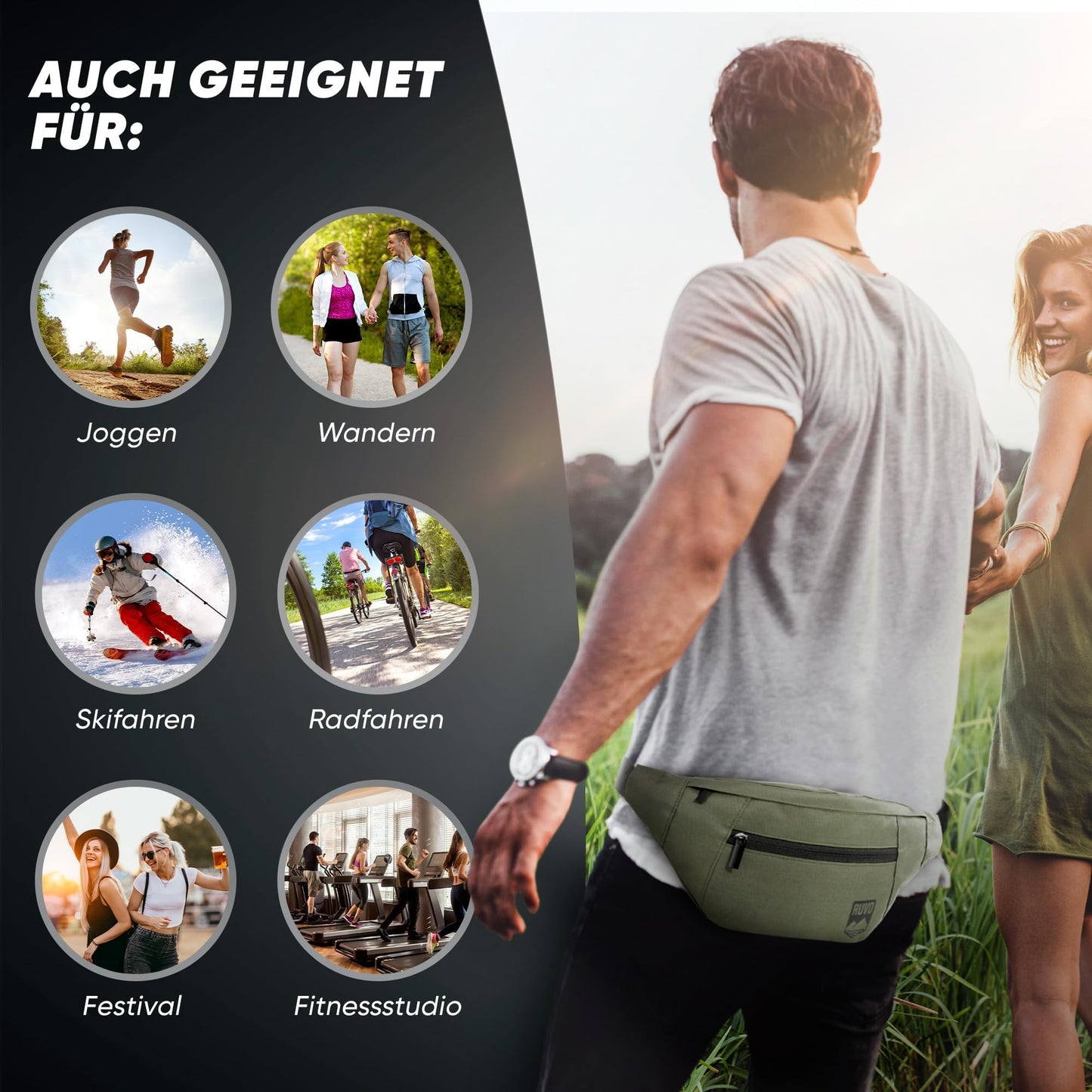 RUVO Waist Bag – Stylish & Spacious Unisex Hip Bag for Every Activity