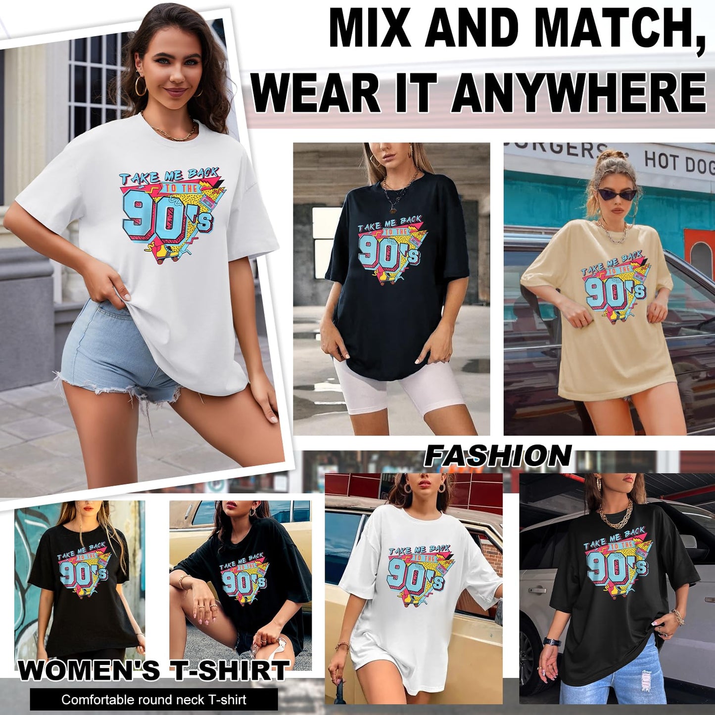 Women’s Oversized Cotton T-Shirt – Round Neck Short Sleeve