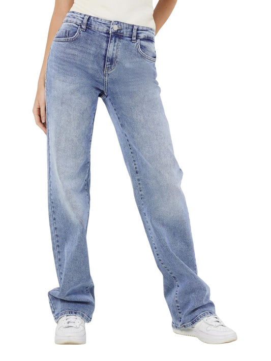 Noisy May NMYOLANDA Women’s Wide Leg Jeans – Mid Waist Stretch Denim