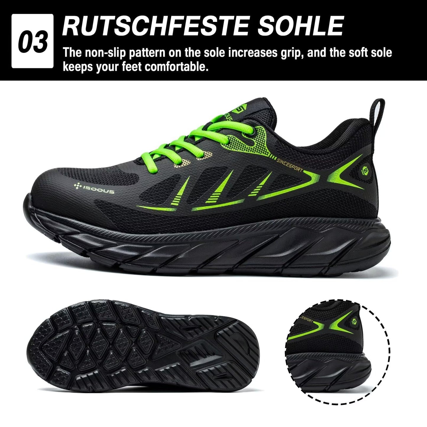 ISOOUS Safety Shoes – Lightweight Steel Toe Work Sneakers