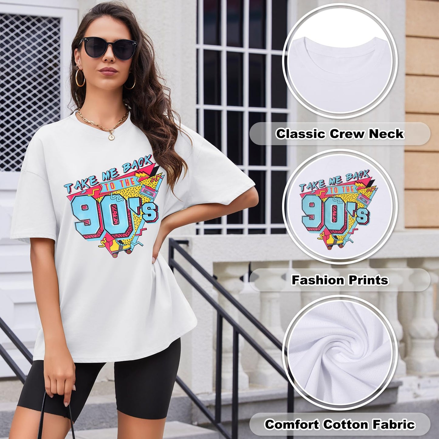 Women’s Oversized Cotton T-Shirt – Round Neck Short Sleeve