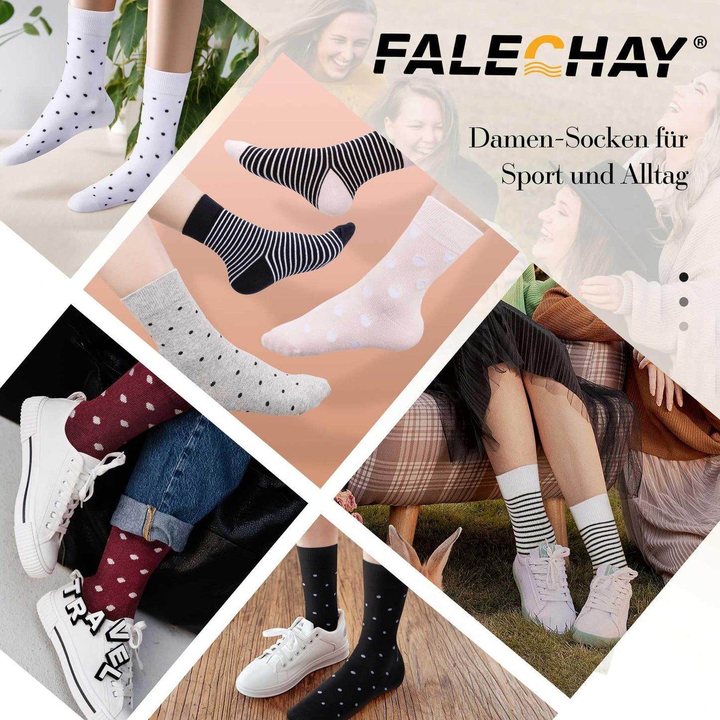 Falechay Women's Socks 10 Pairs – Colorful Cotton Sports Socks