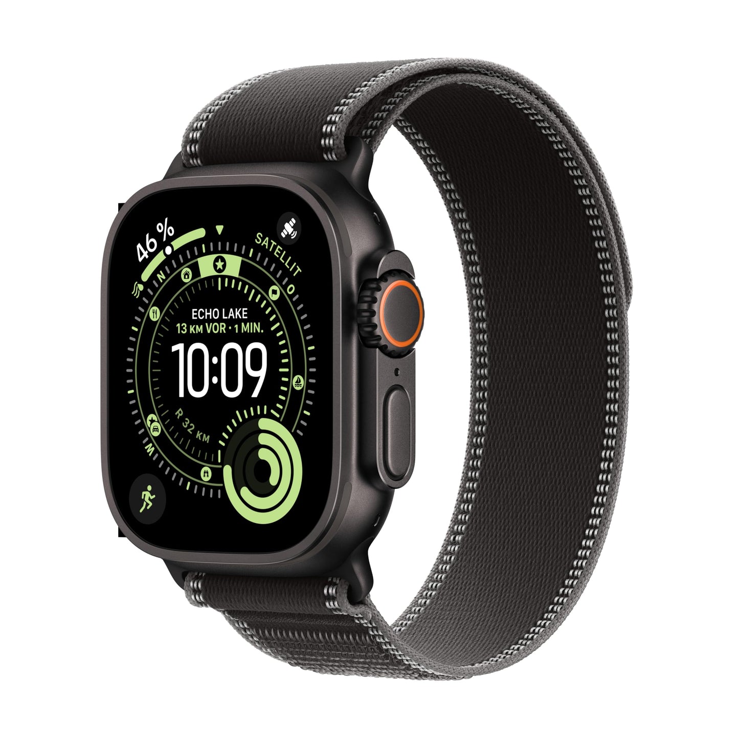 Apple Watch Ultra 3 GPS + Cellular 49 mm Premium Smartwatch for Running Training and Combination Sports with Robust Titanium Case in Black and Alpine Loop in Black (Medium) 