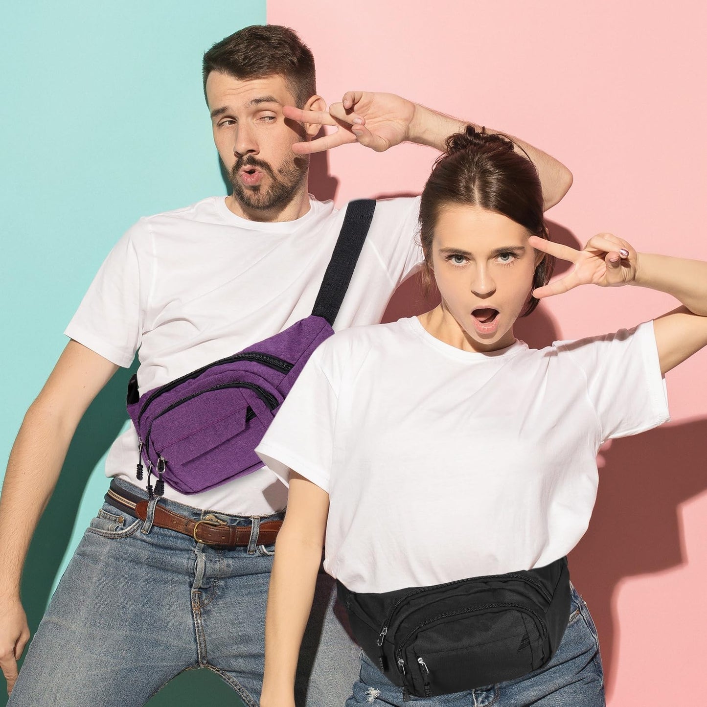 2-Piece Waterproof Waist Bag Set for Men & Women