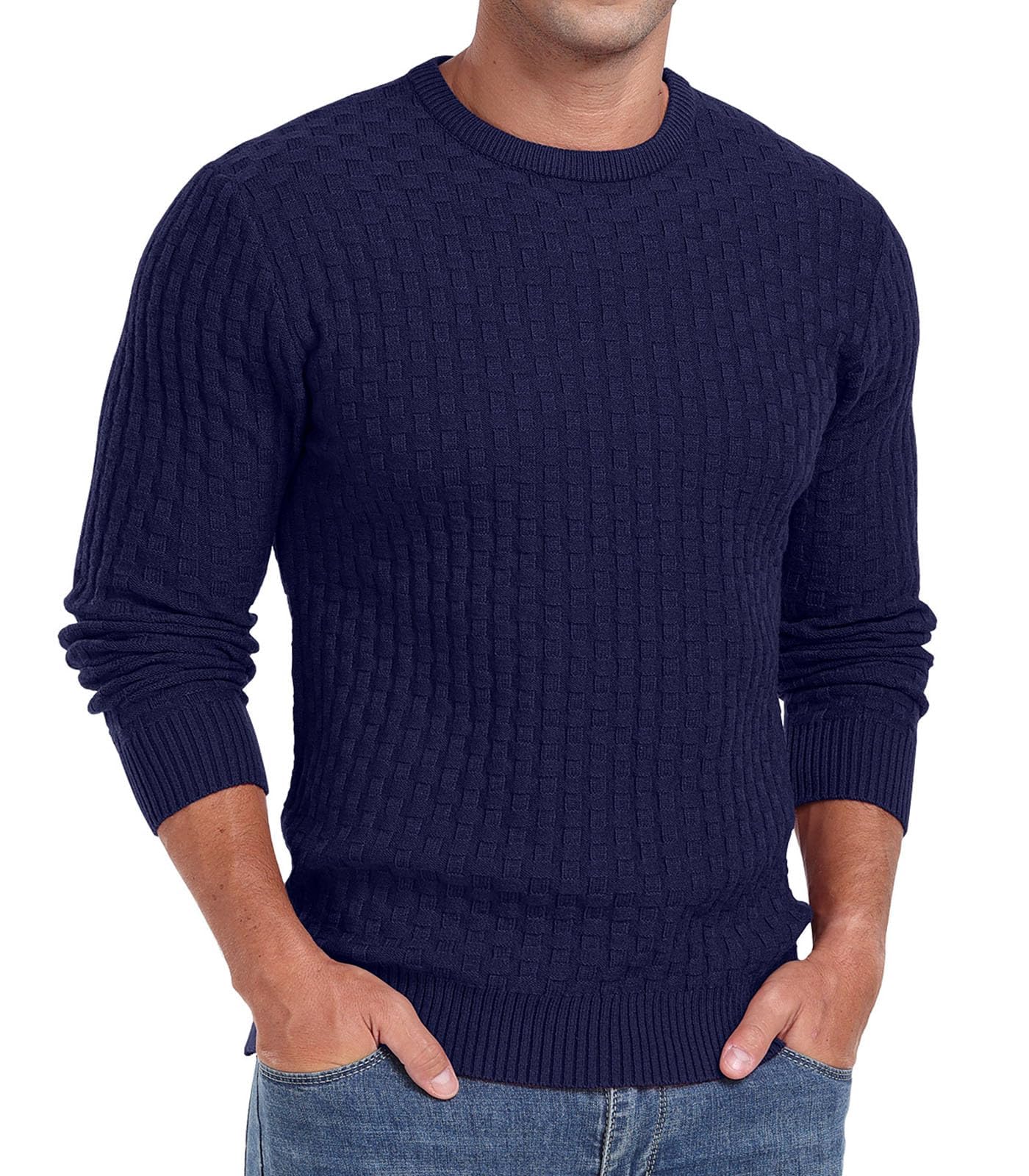 Sailwind Men’s Crew Neck Waffle Knit Sweater