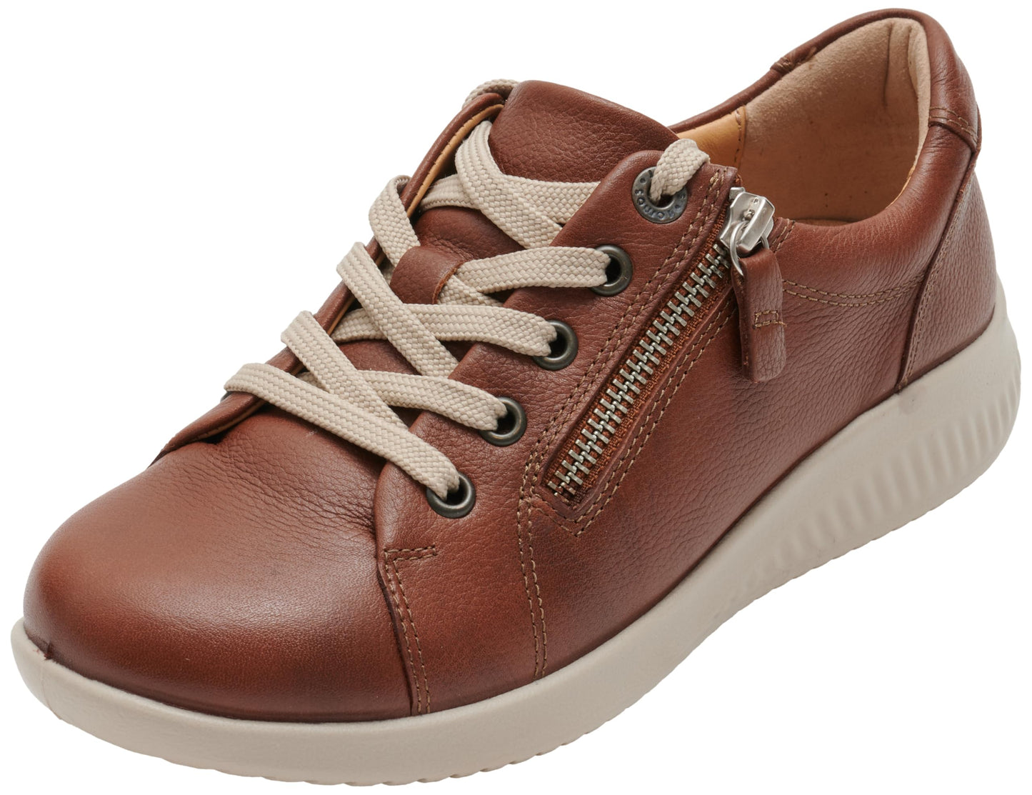 Jomos Women's Allegra Sneakers – Leather Lace-Up with Zipper
