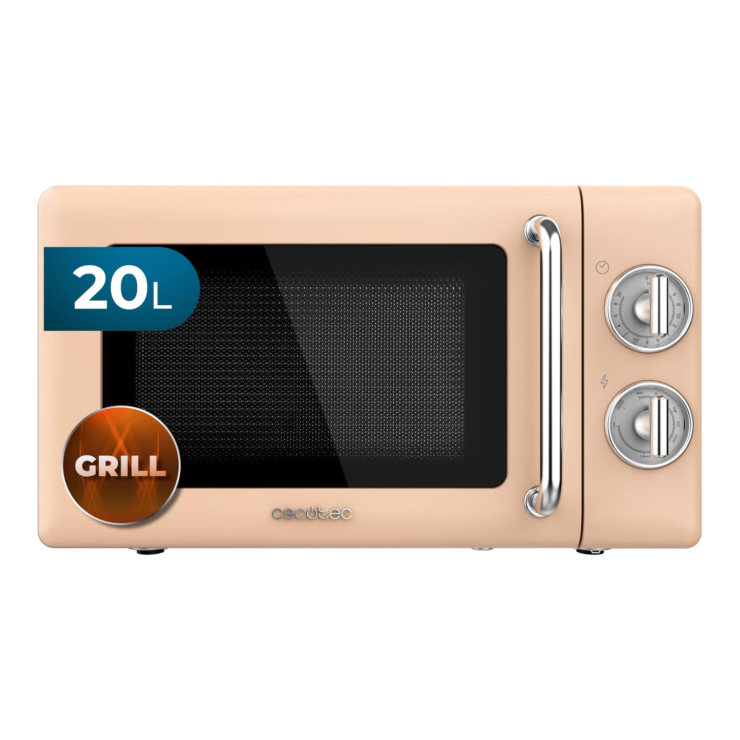 Cecotec Digitale Mikrowelle mit Grill Proclean 5110 Retro Green, 700 W in 5 Stufen, Timer bis 60 Minuten, 8 Programme und Auftaumodus, Vintage-Design in Grün