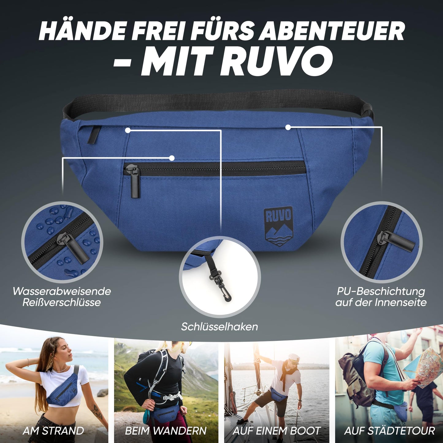 RUVO Waist Bag – Stylish & Spacious Unisex Hip Bag for Every Activity