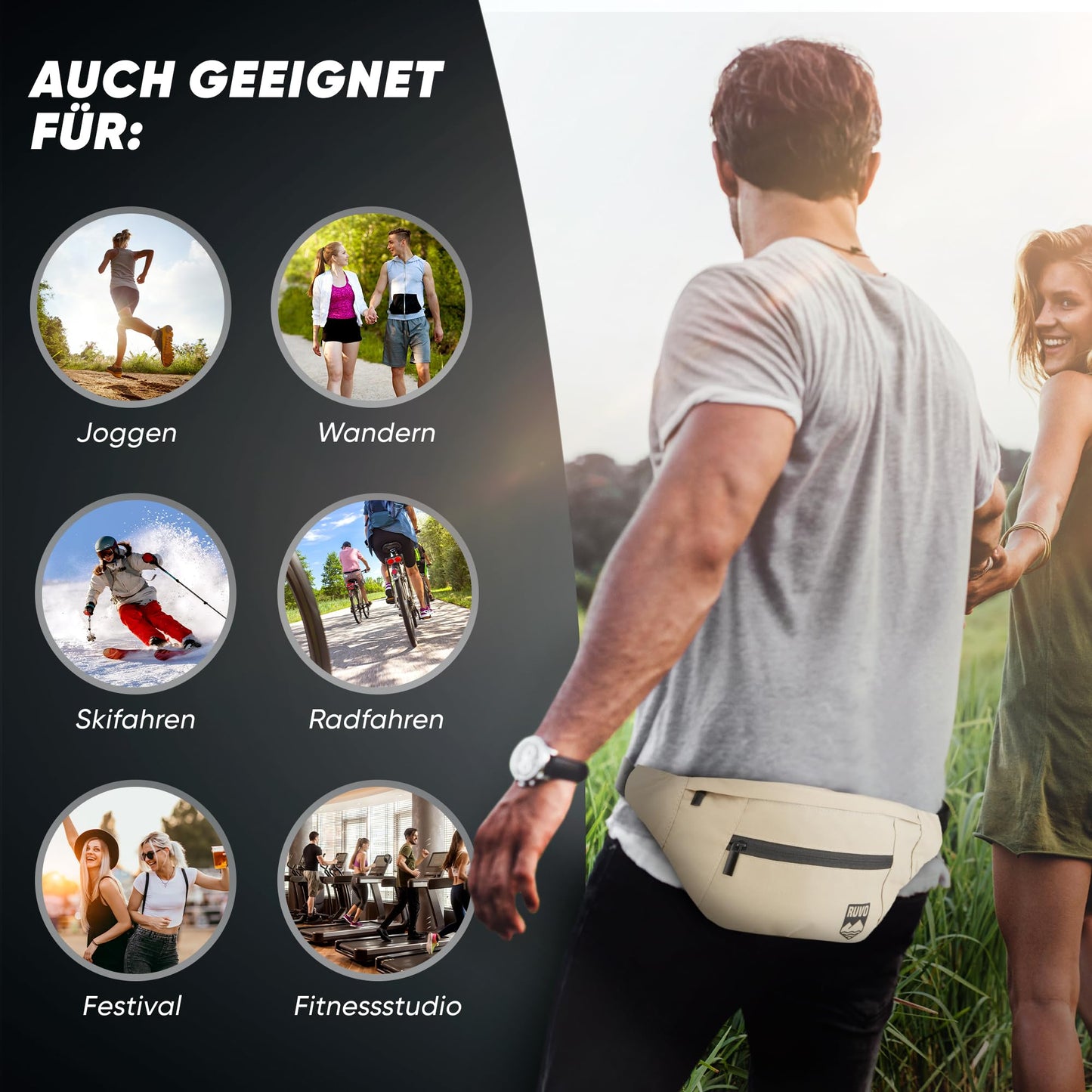 RUVO Waist Bag – Stylish & Spacious Unisex Hip Bag for Every Activity