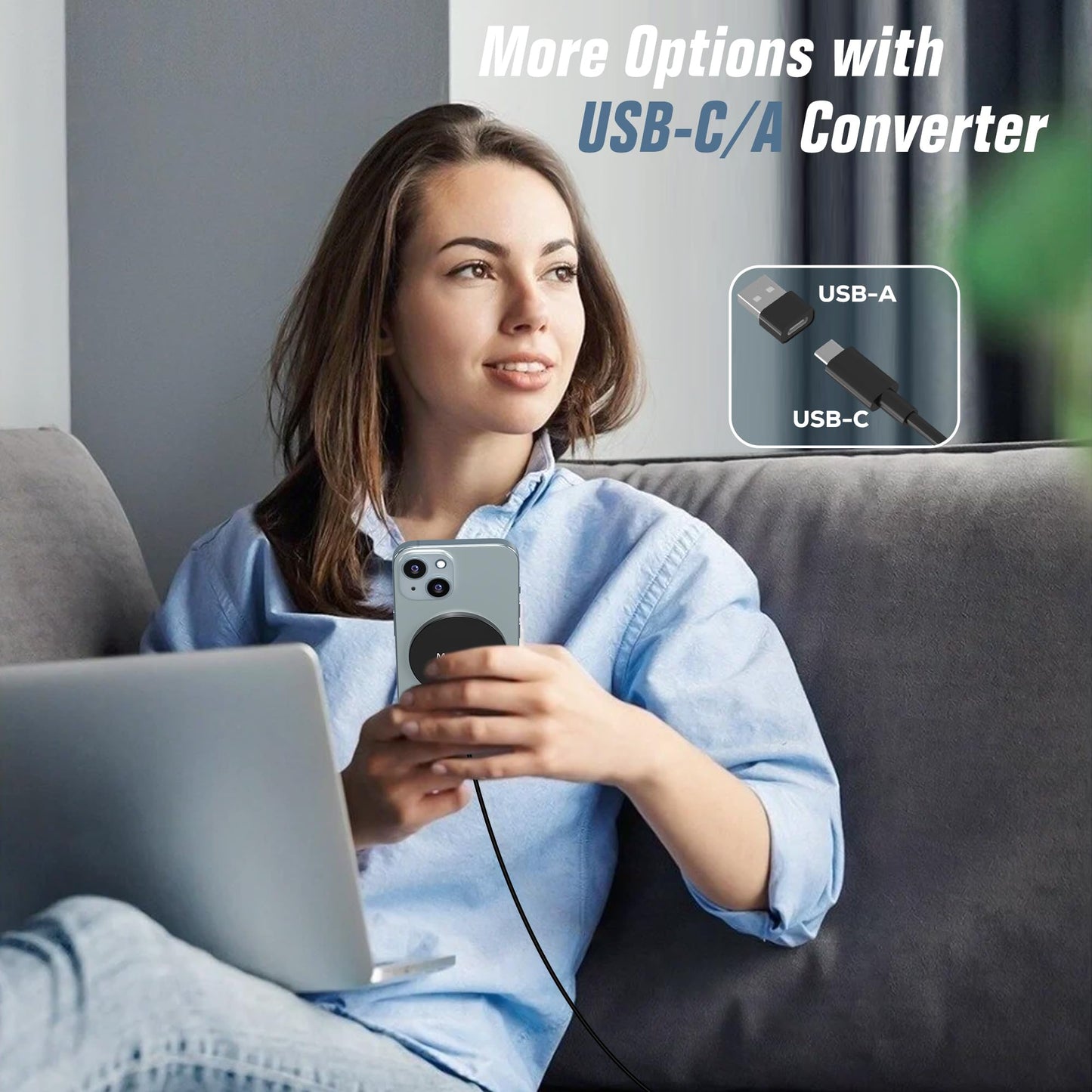 Magnetisches kabelloses Ladegerät, MagEase 15 W kabelloses Ladegerät mag~Safe, kompatibel mit iPhone 17/16/15/14/13/12-Serie und AirPods 3/2/Pro,2-Stück (Weiß)