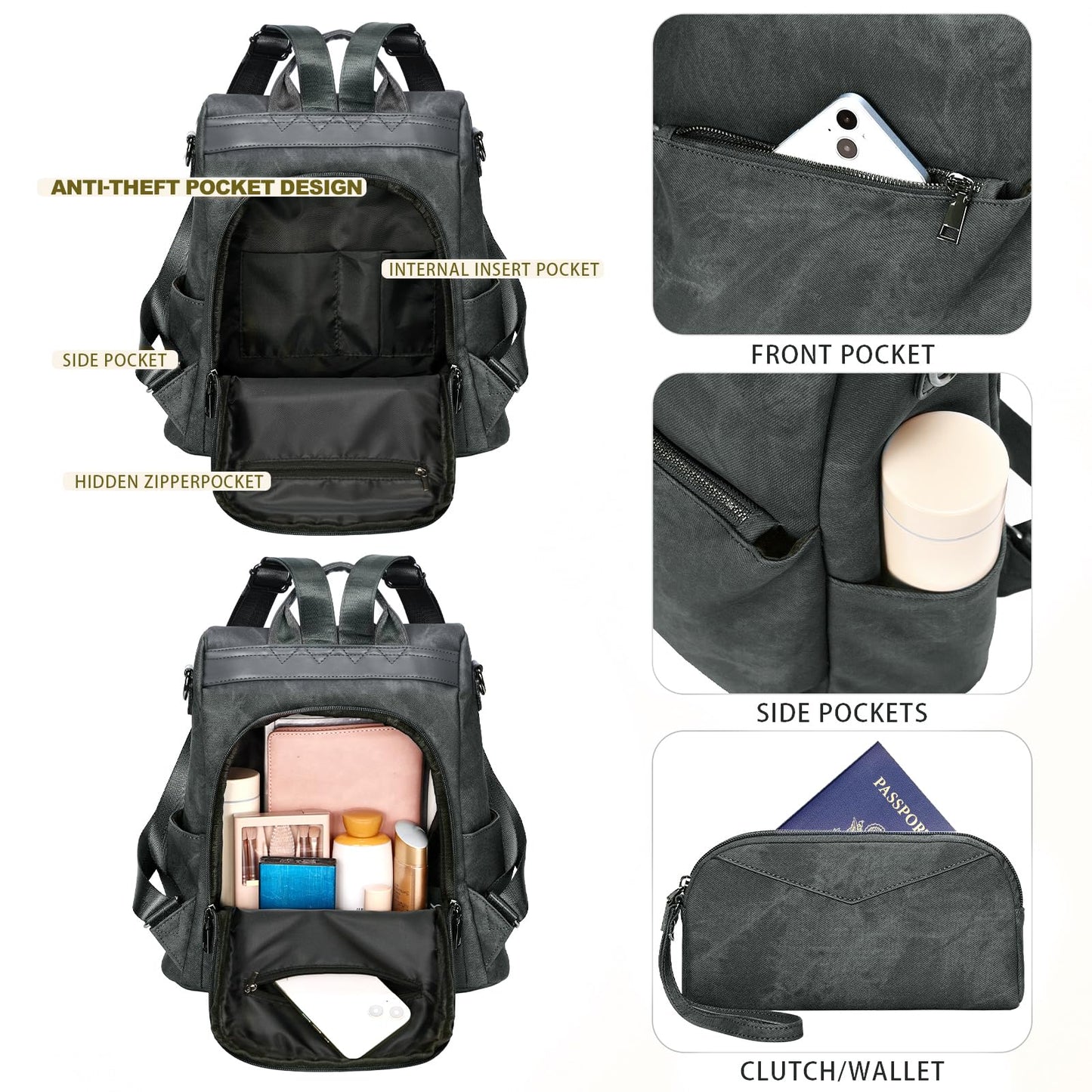 Small Vegan Leather Anti-Theft Backpack for Women