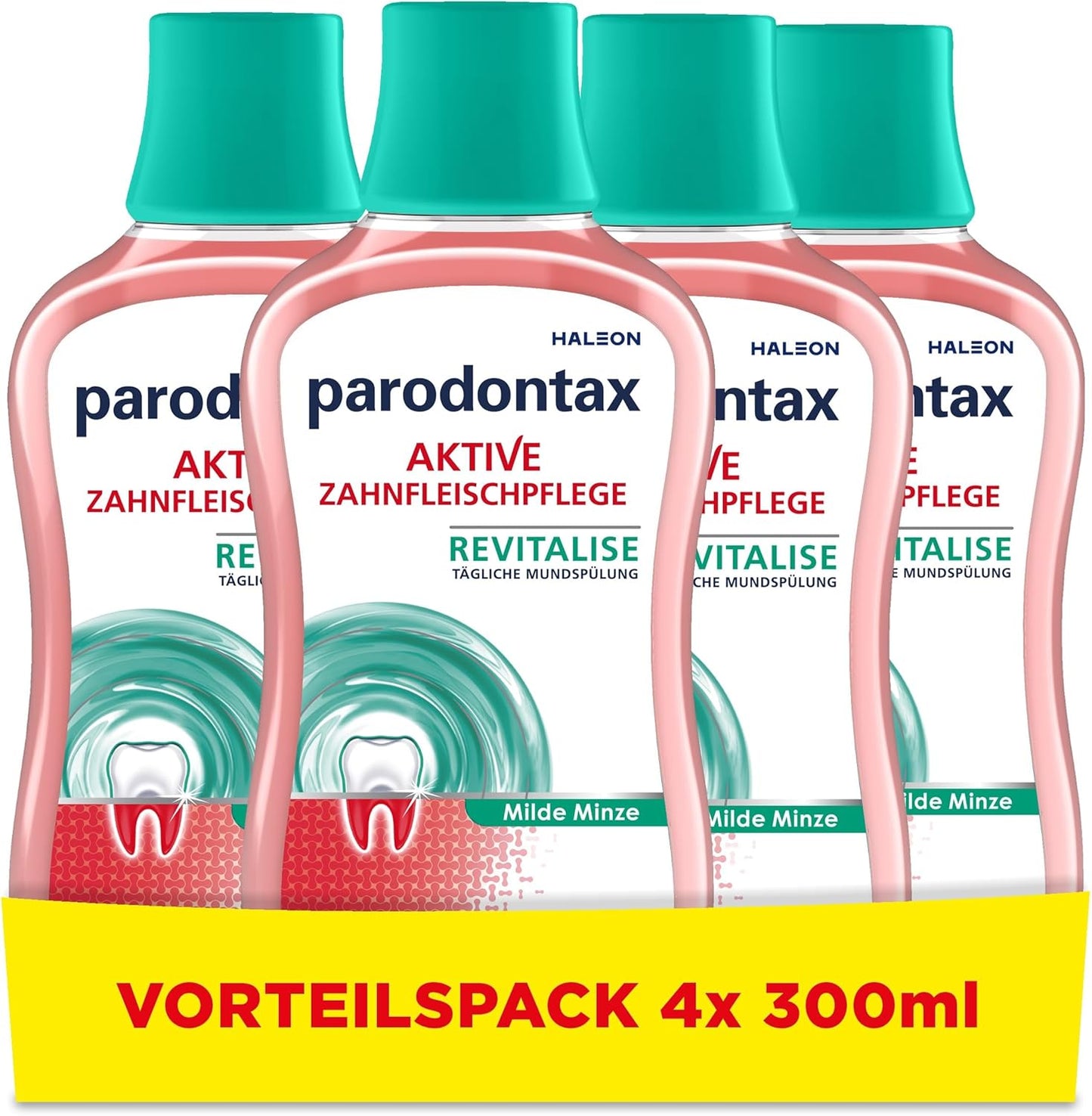 Parodontax Mundspülung Frische Minze, zur täglichen Zahnfleischpflgege, 4x 300ml