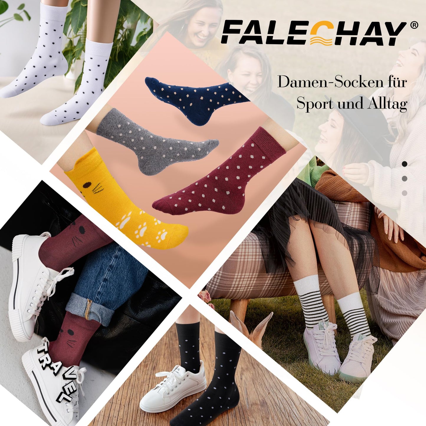 Falechay Women's Socks 10 Pairs – Colorful Cotton Sports Socks