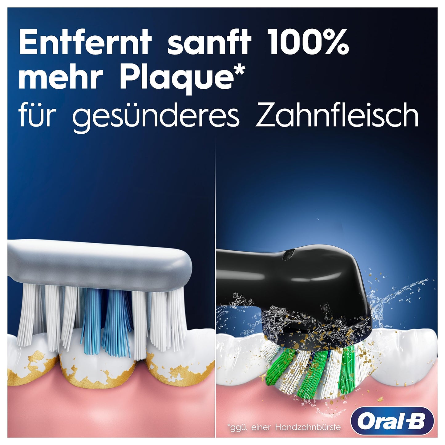 Oral-B PRO 3 3500 Elektrische Zahnbürste/Electric Toothbrush, 2 Aufsteckbürsten, mit 3 Putzmodi und visueller 360° Andruckkontrolle für Zahnpflege, Reiseetui, Geschenk Mann/Frau, schwarz