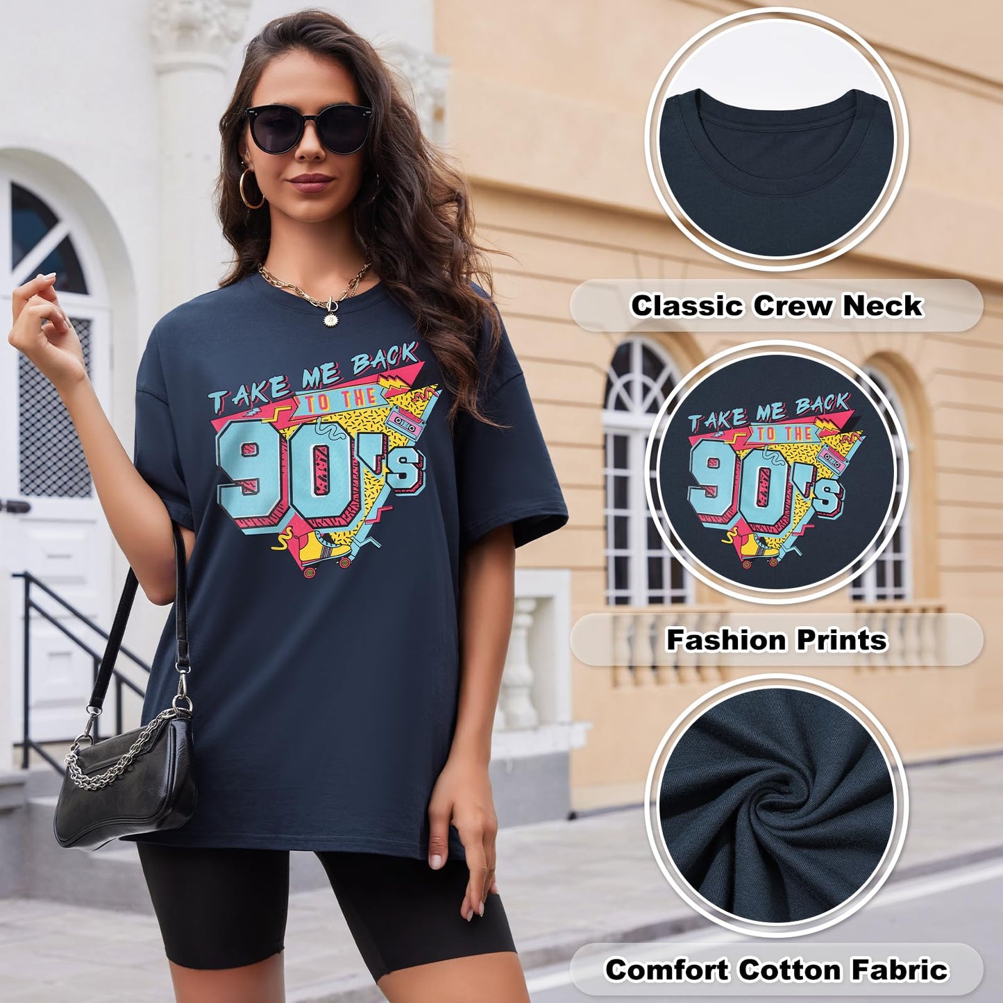 Women’s Oversized Cotton T-Shirt – Round Neck Short Sleeve