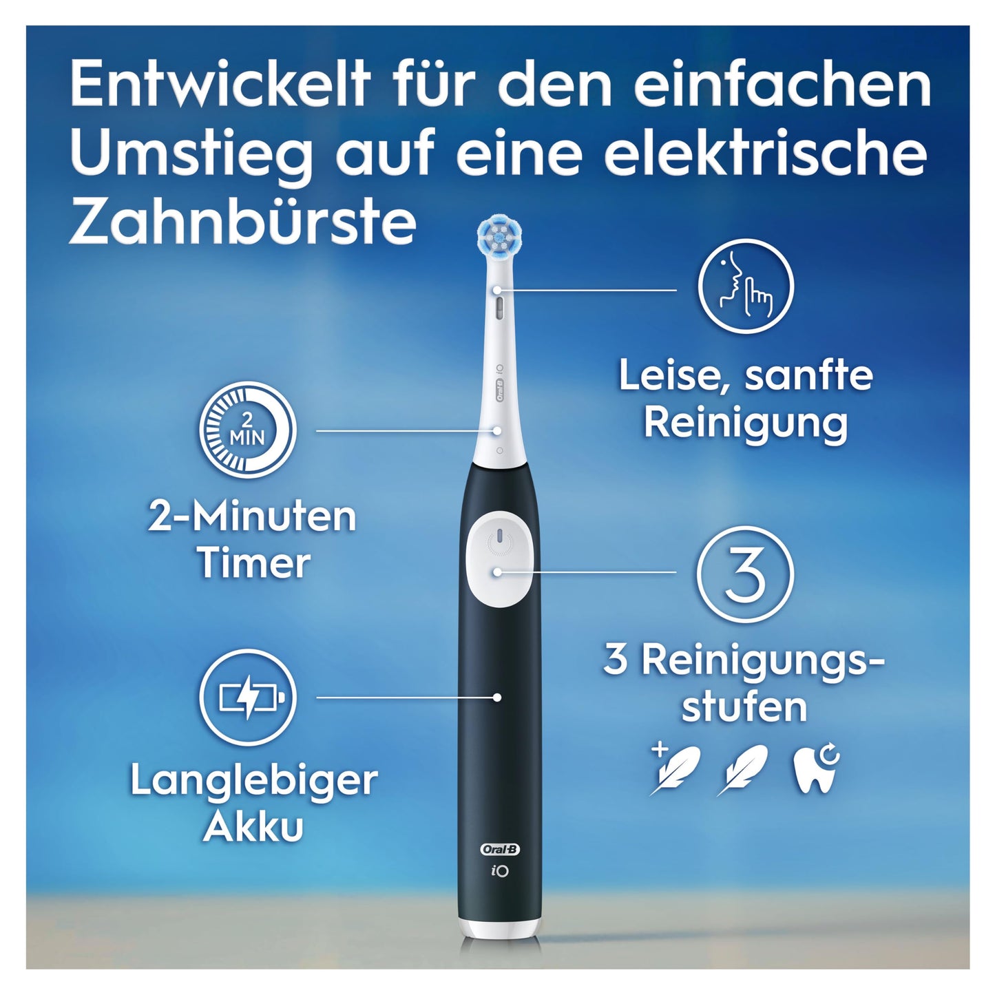 Oral-B PRO 3 3500 Elektrische Zahnbürste/Electric Toothbrush, 2 Aufsteckbürsten, mit 3 Putzmodi und visueller 360° Andruckkontrolle für Zahnpflege, Reiseetui, Geschenk Mann/Frau, schwarz