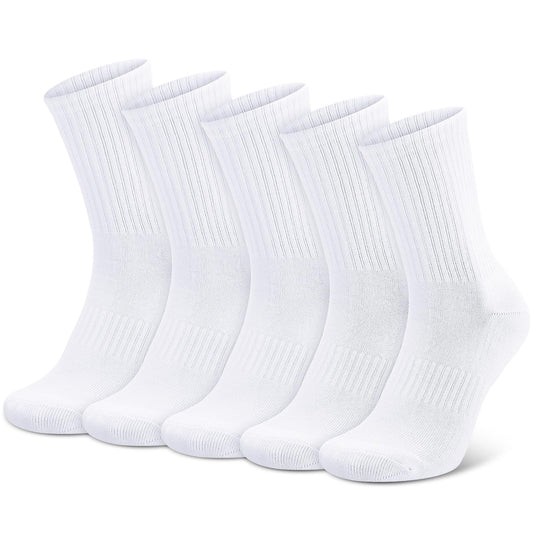 5 Pairs Sports Socks for Men – Breathable Cushioned Cotton Crew Socks