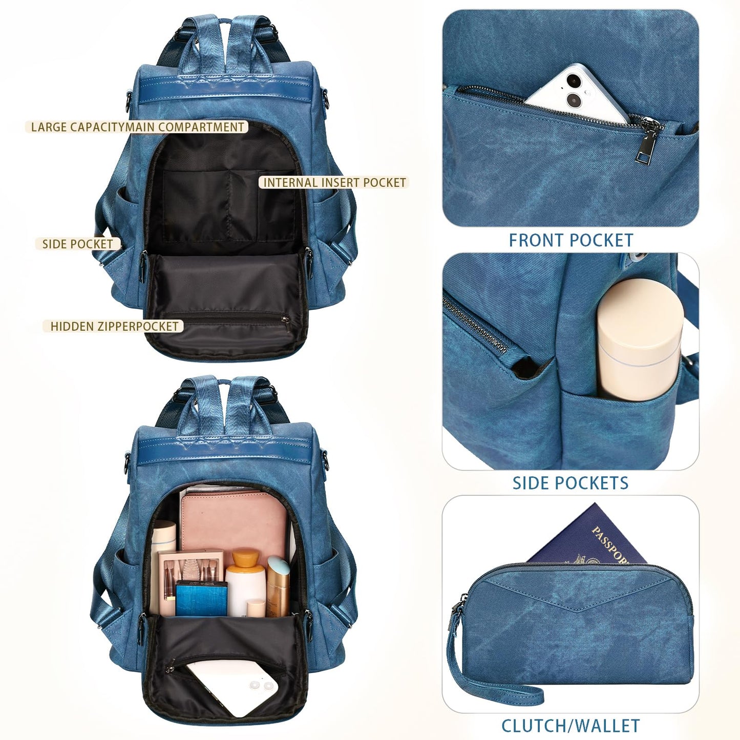 Small Vegan Leather Anti-Theft Backpack for Women