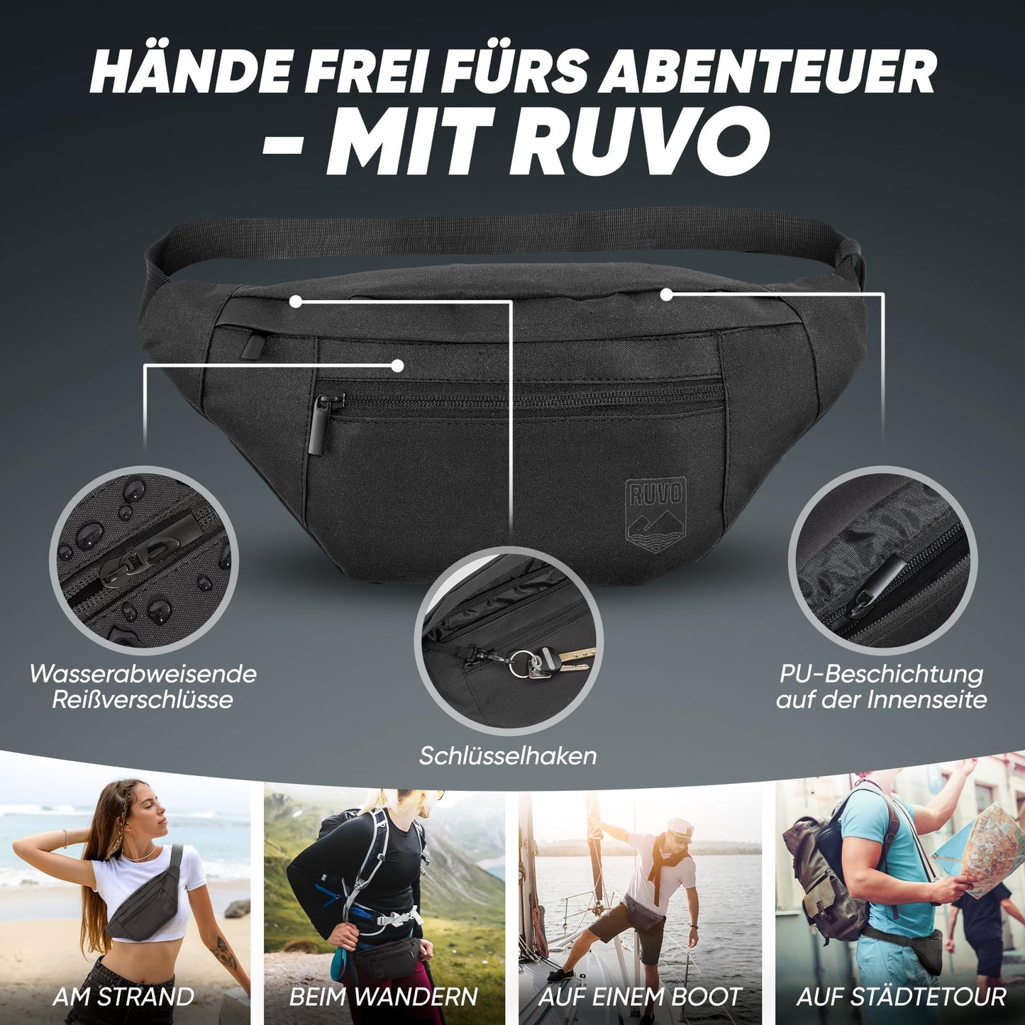 RUVO Waist Bag – Stylish & Spacious Unisex Hip Bag for Every Activity