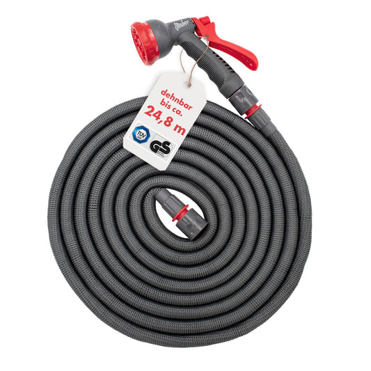 Steuber Flexibler Gartenschlauch Platinum GREEN mit 8 Sprühkopf-Funktionen, 8,3m, TÜV Süd Siegel, mit Innen- & Außenadapter