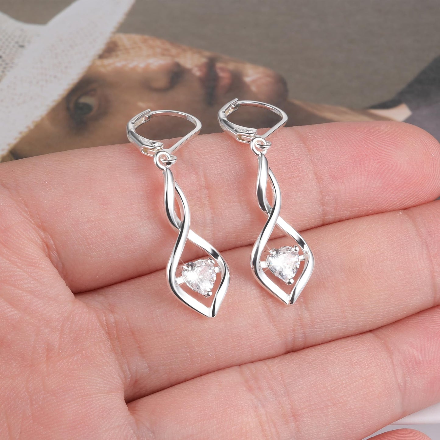 ALEXCRAFT Sterling Silver Infinity Drop Earrings for Women