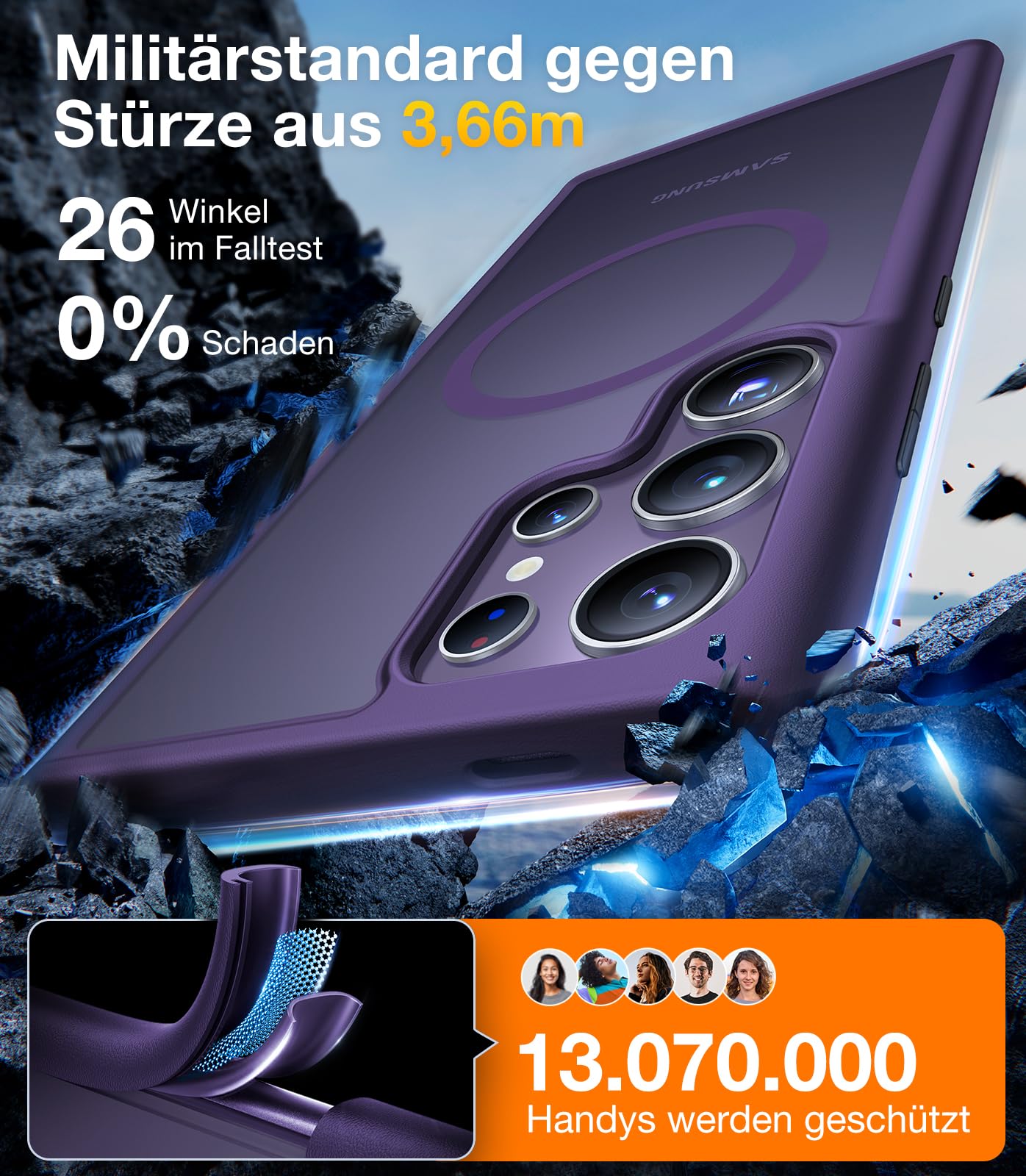 TORRAS For Samsung Galaxy S25 Ultra Case for MagSafe No.1 Protective Power and Magnetic Force S25 Ultra Case Military Level Shockproof Scratch-Resistant with Airbags Hard Case Protective Case Guardian 