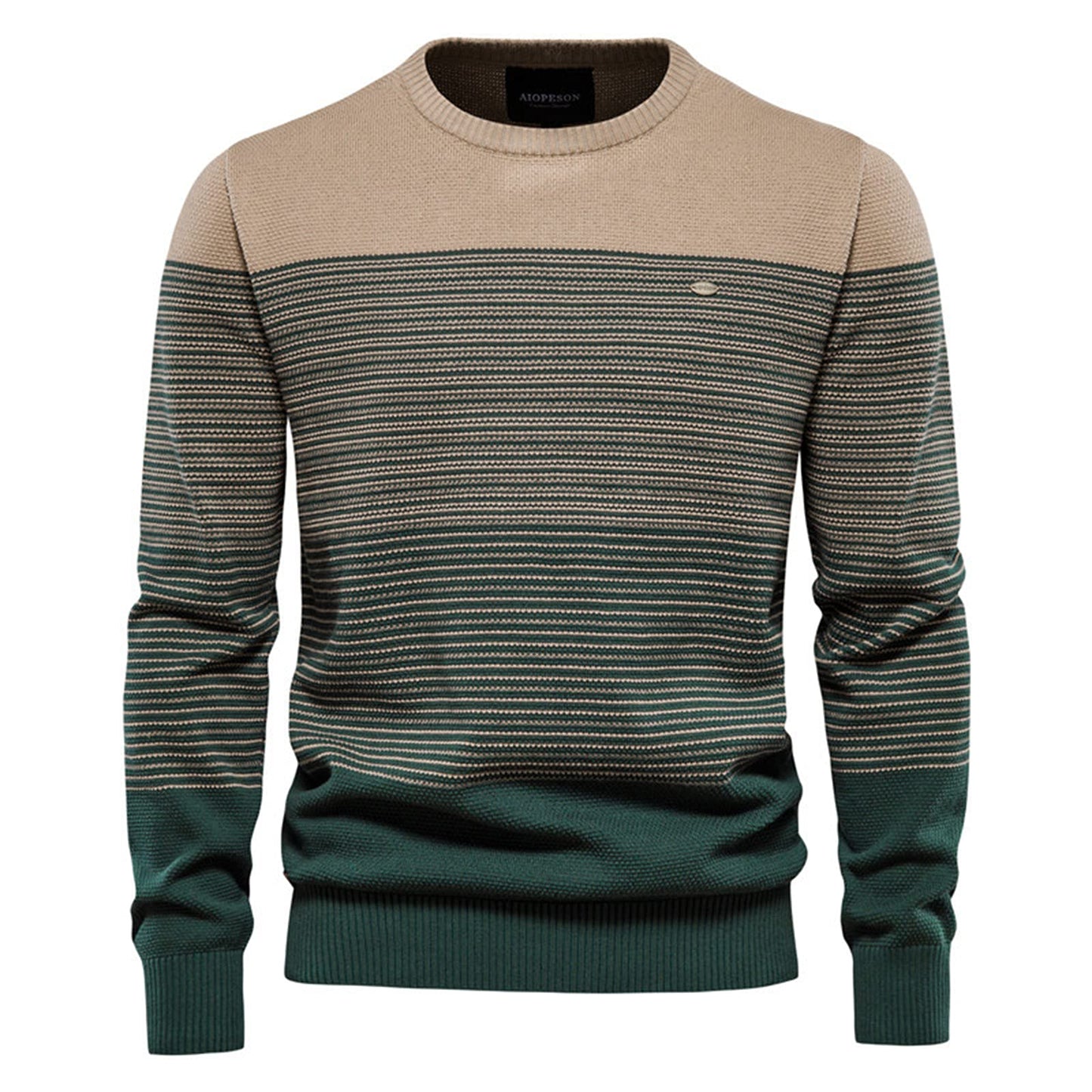 SSBZYES Men’s Striped Contrast Sweater – Slim Fit Crewneck Pullover