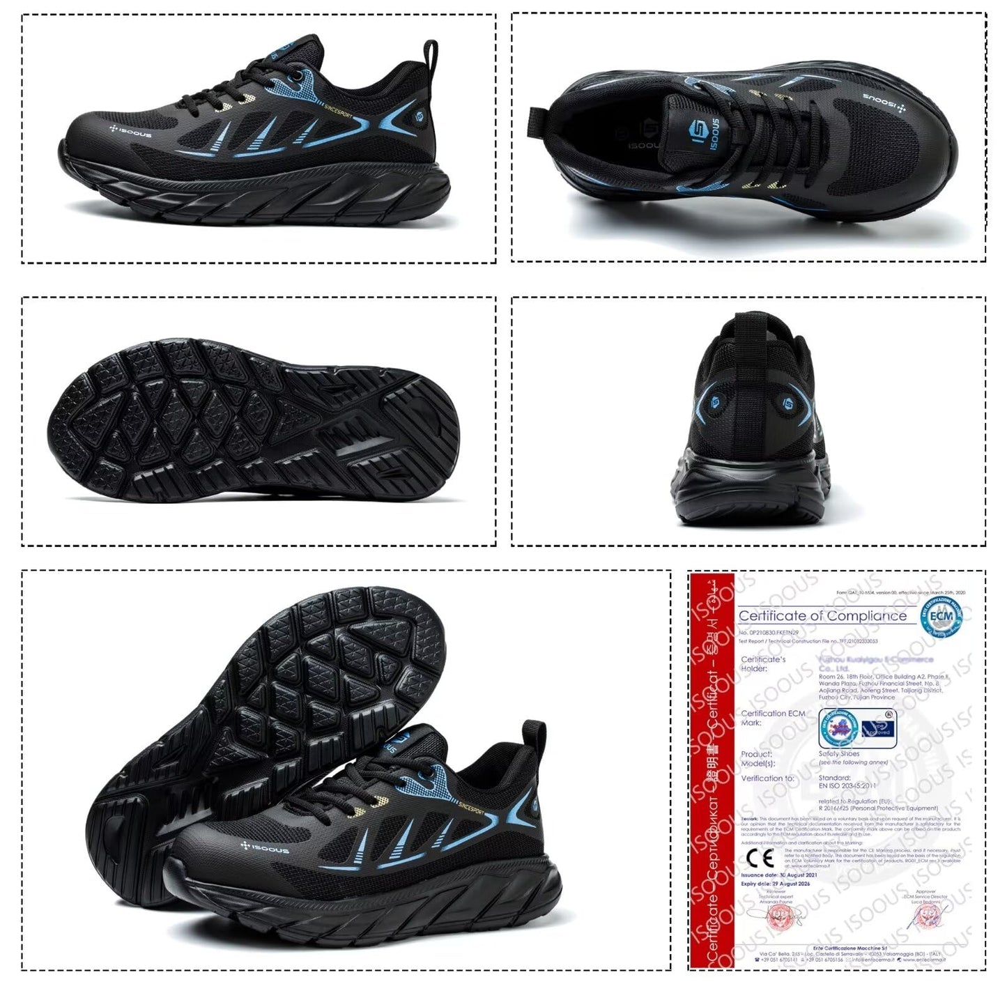 ISOOUS Safety Shoes – Lightweight Steel Toe Work Sneakers
