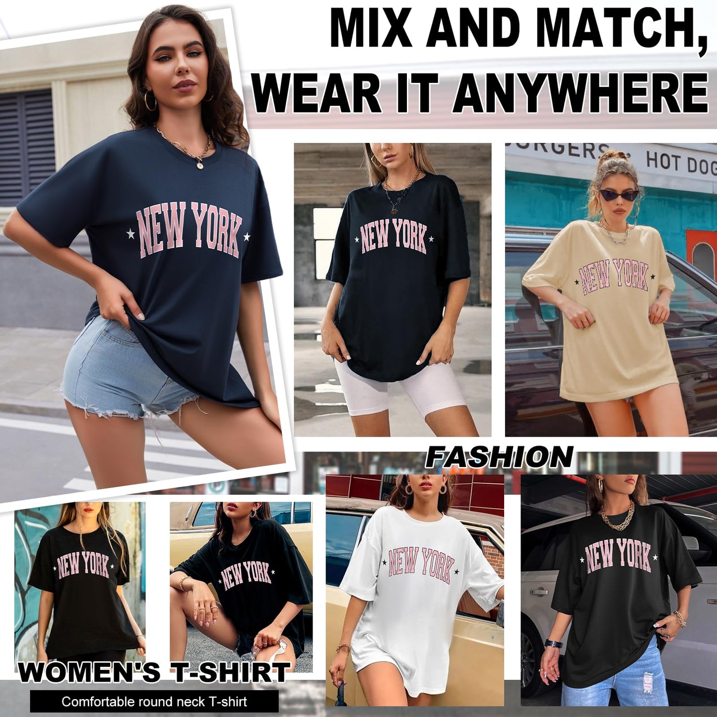 Women’s Oversized Cotton T-Shirt – Round Neck Short Sleeve