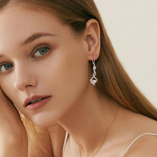 ALEXCRAFT Sterling Silver Infinity Drop Earrings for Women